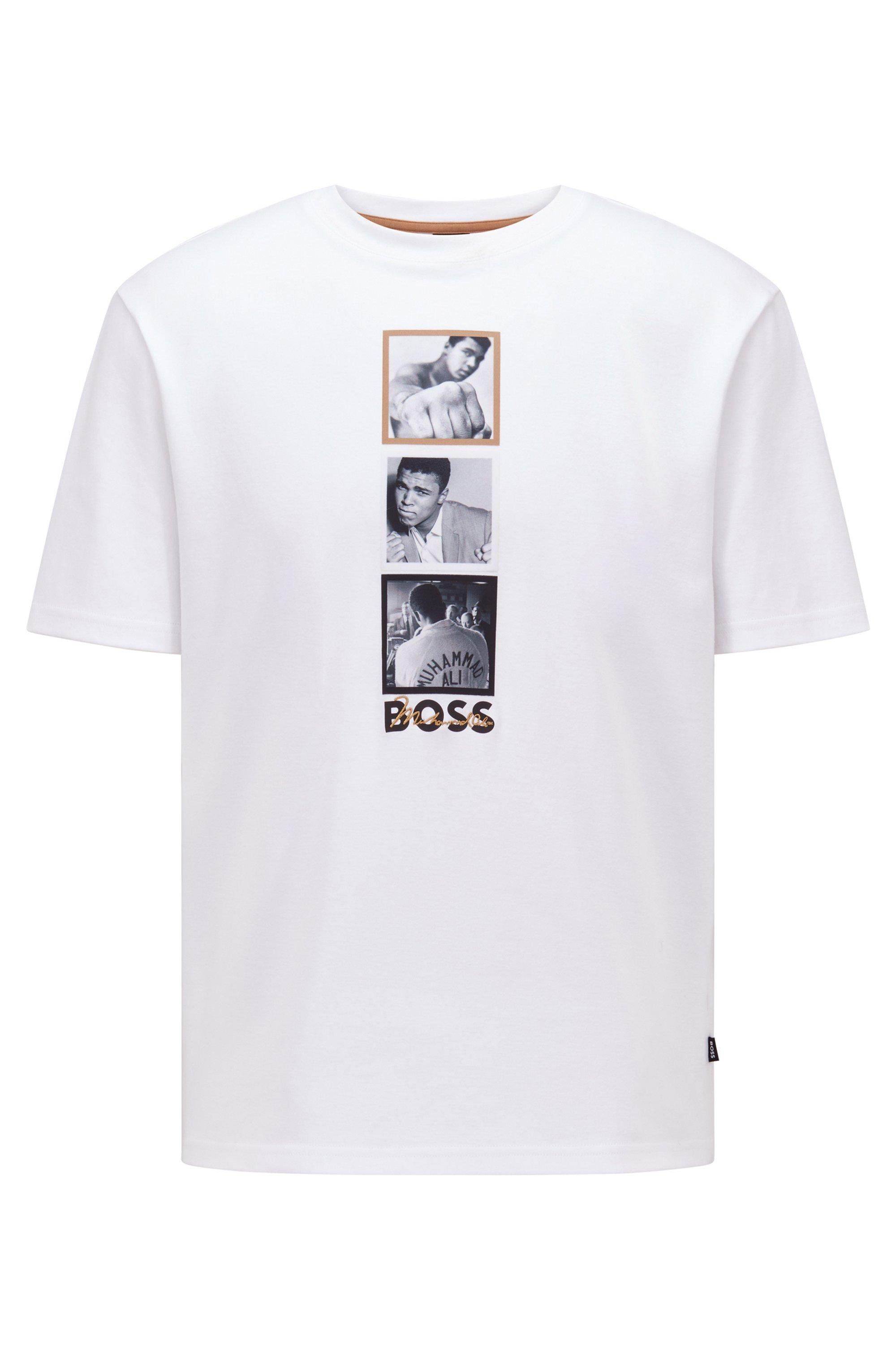 BOSS by HUGO BOSS T-Shirt aus Interlock-Baumwolle mit "Muhammad  Ali"-Grafiken in Weiß für Herren | Lyst DE