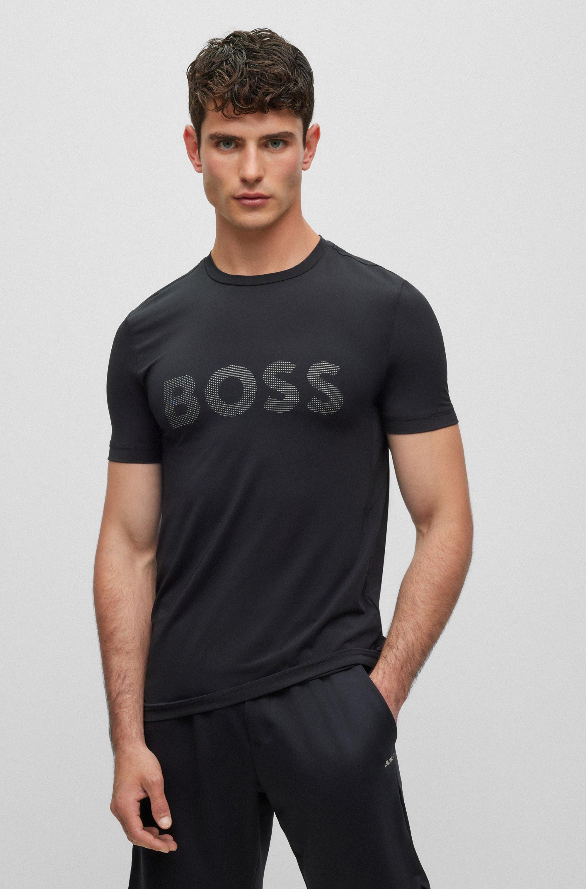 BOSS by HUGO BOSS Slim-fit T-shirt With Decorative Reflective Logo in Black  for Men | Lyst