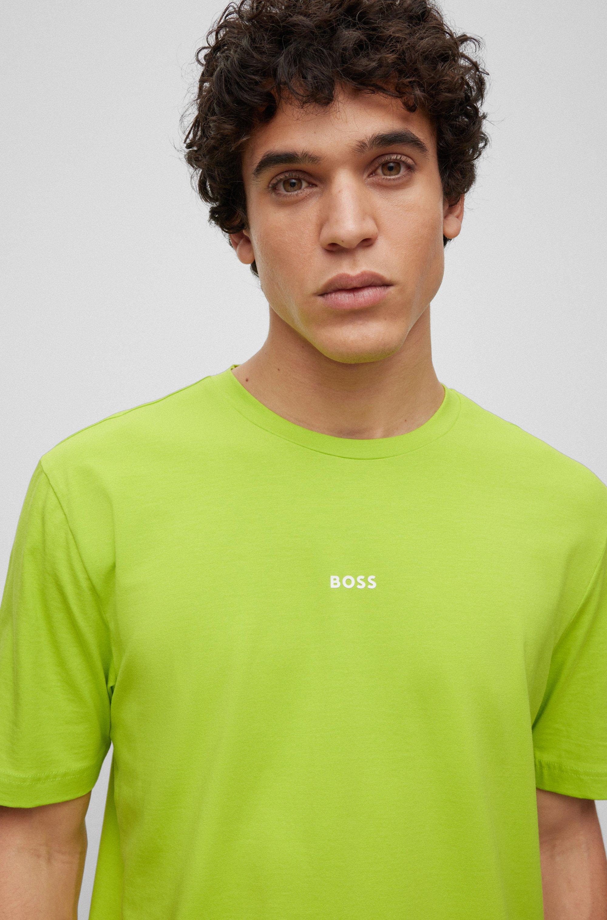 BOSS HUGO BOSS T-shirt In Stretch Cotton With Logo Print in Green Men |
