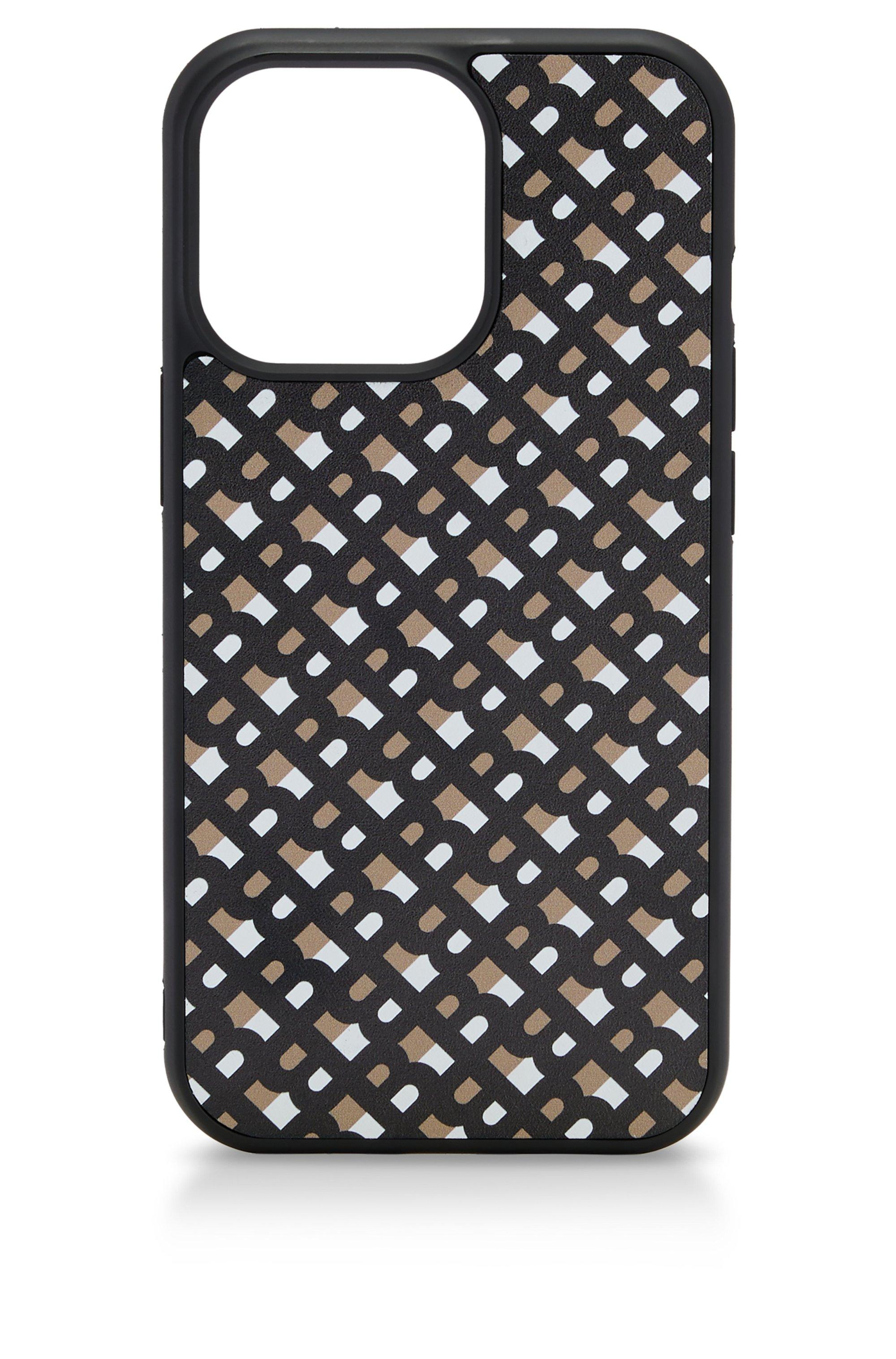 BOSS by HUGO BOSS Leather-covered Iphone 13 Pro Case With All-over  Monograms in Black for Men | Lyst