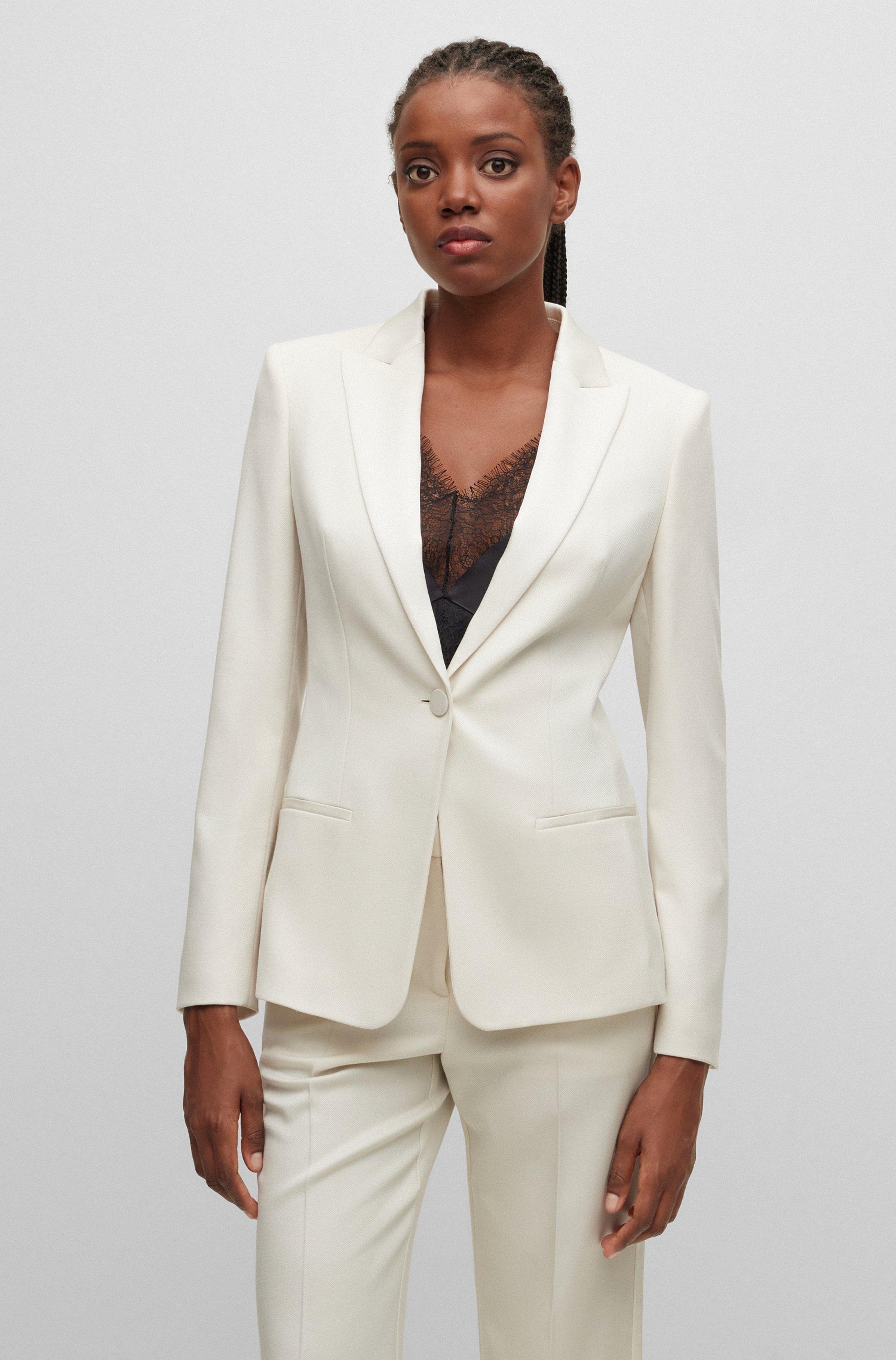 herinneringen verkoper cap BOSS by HUGO BOSS Slim-fit Tuxedo-style Jacket In Wool in White | Lyst
