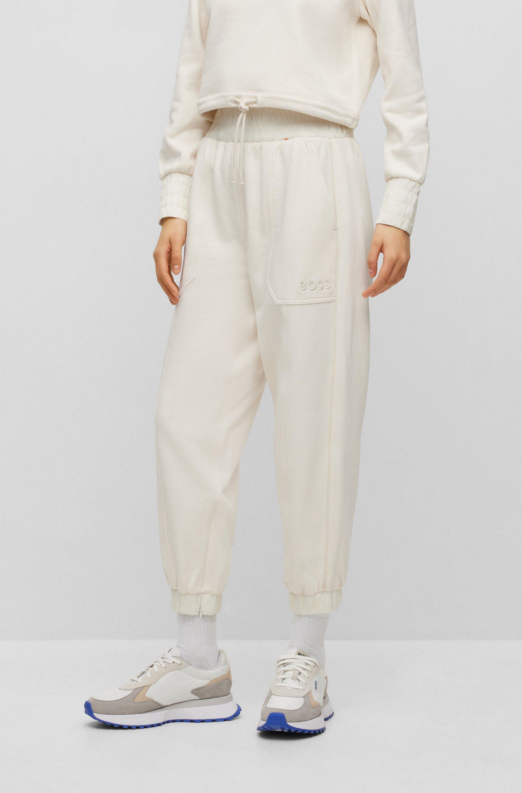 BOSS by HUGO BOSS Cuffed Tracksuit Bottoms With Ruched Waistband in White |  Lyst