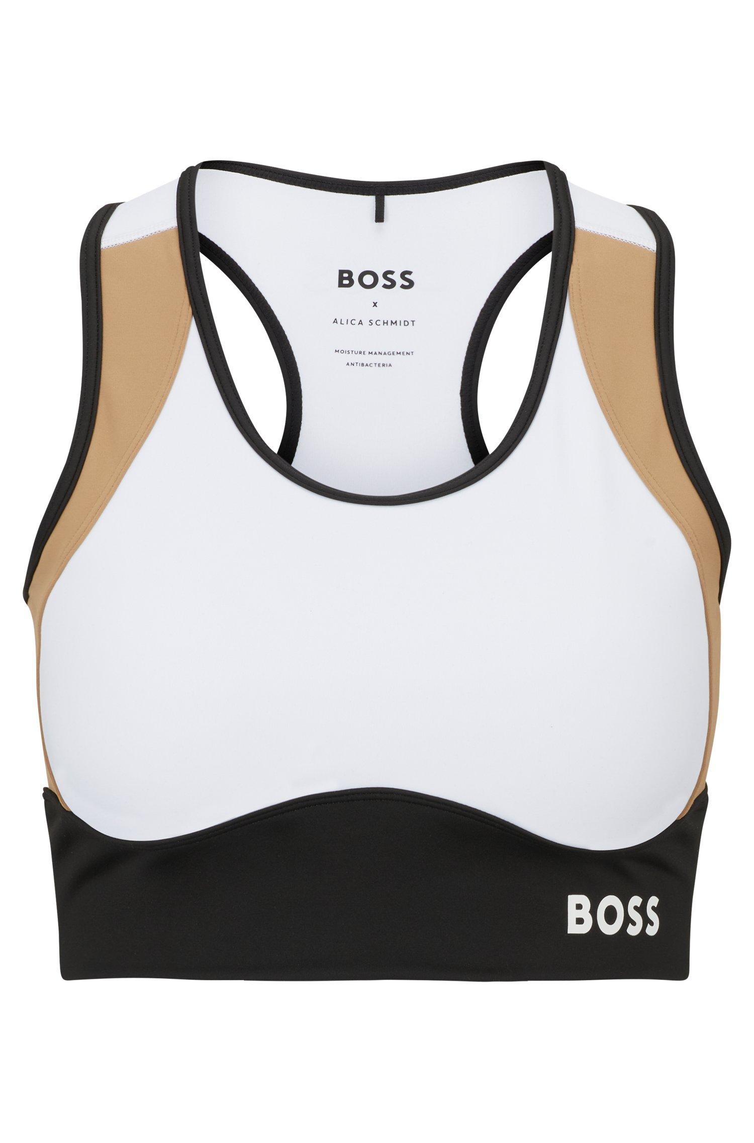 BOSS by HUGO BOSS X Alica Schmidt Sports Bra With Logo Details in Black