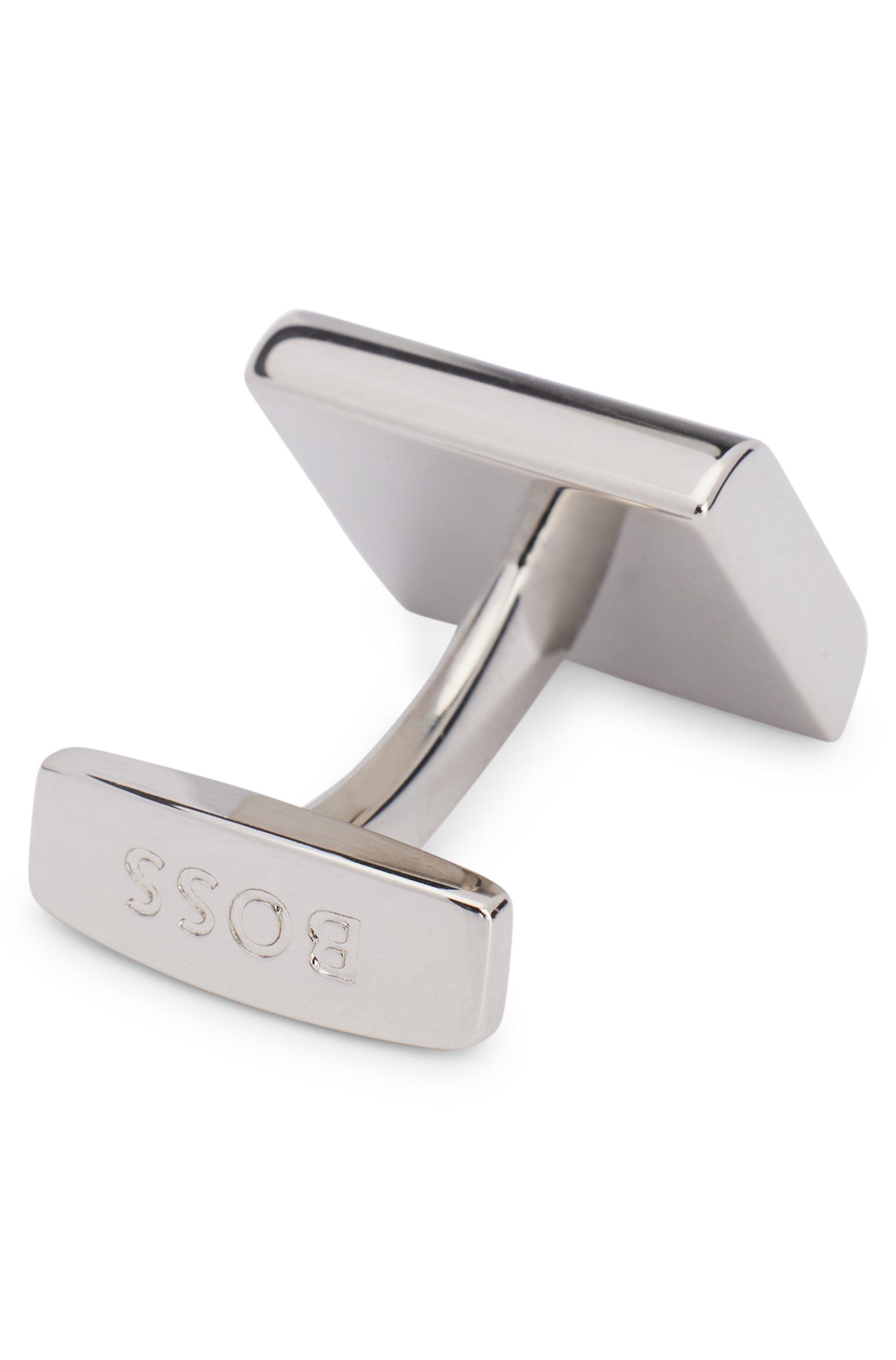 BOSS by HUGO BOSS Square Brass Cufflinks With Engraved Logo in White for  Men | Lyst