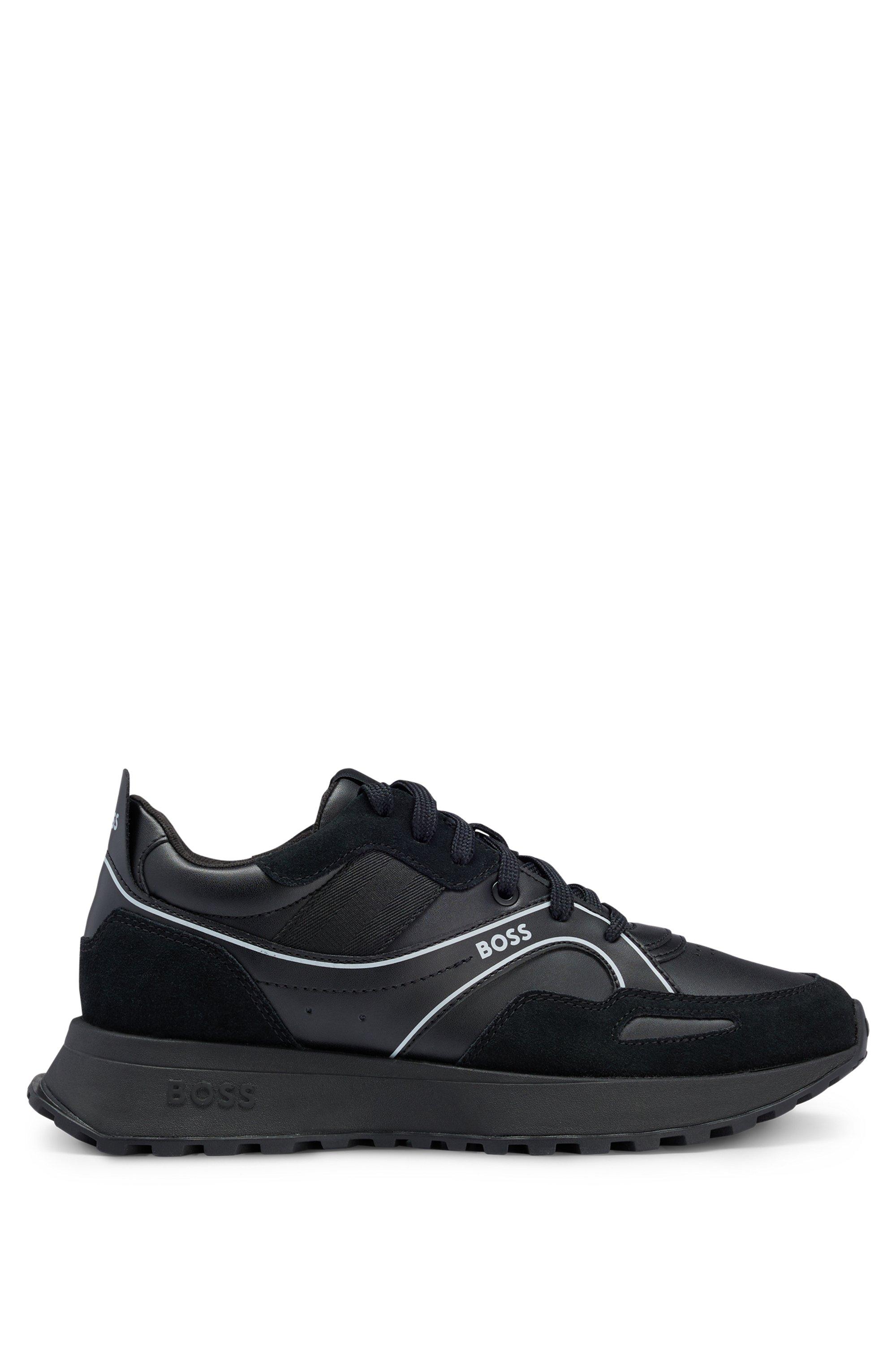BOSS by HUGO BOSS Mixed-material Lace-up Trainers With Leather Facings ...