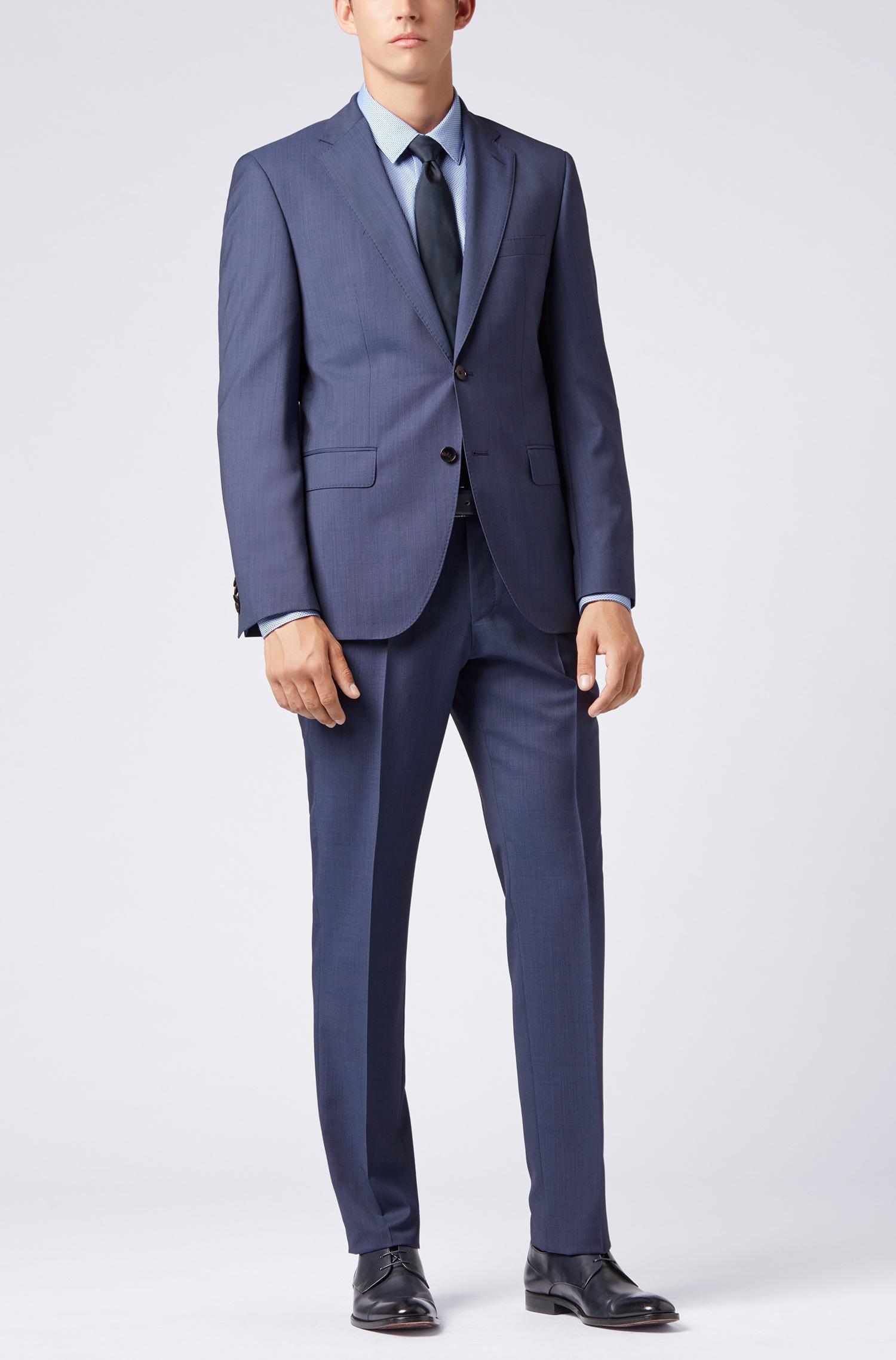 BOSS by Hugo Boss Regular-fit Suit In Structured Marzotto Wool in Dark Blue  (Blue) for Men - Lyst