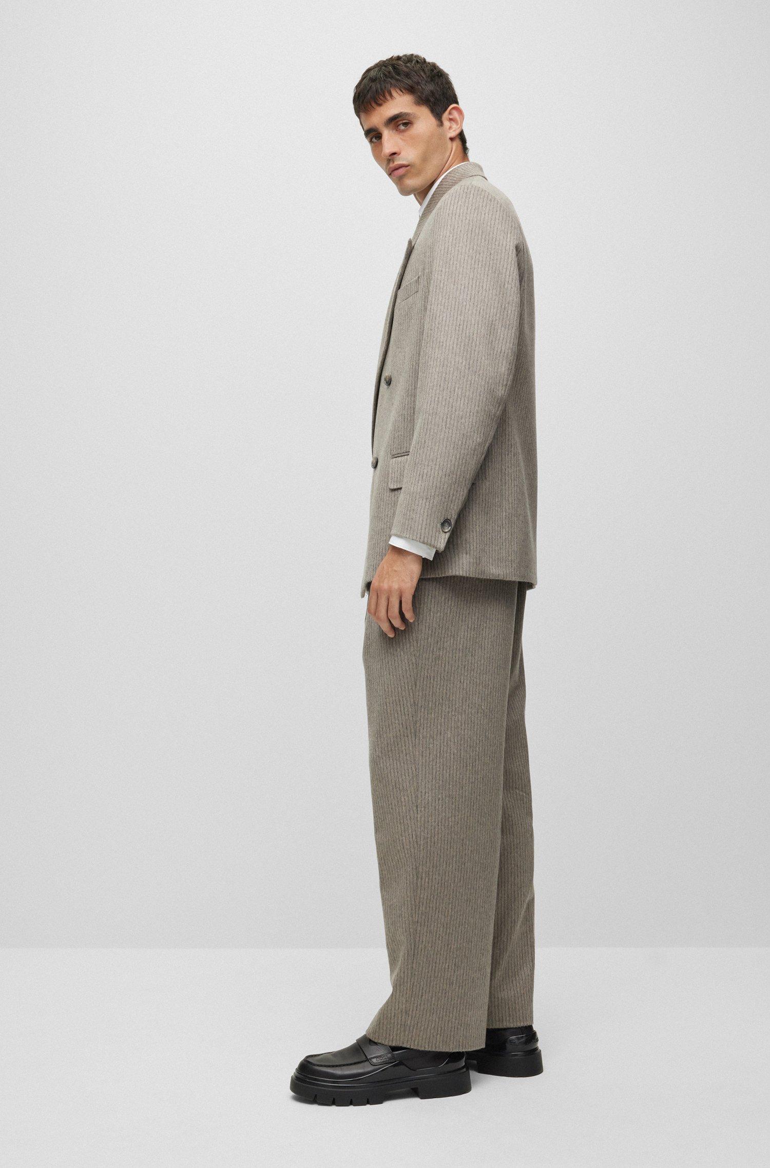 BOSS Double-breasted Suit In Pure Cashmere With Stripe