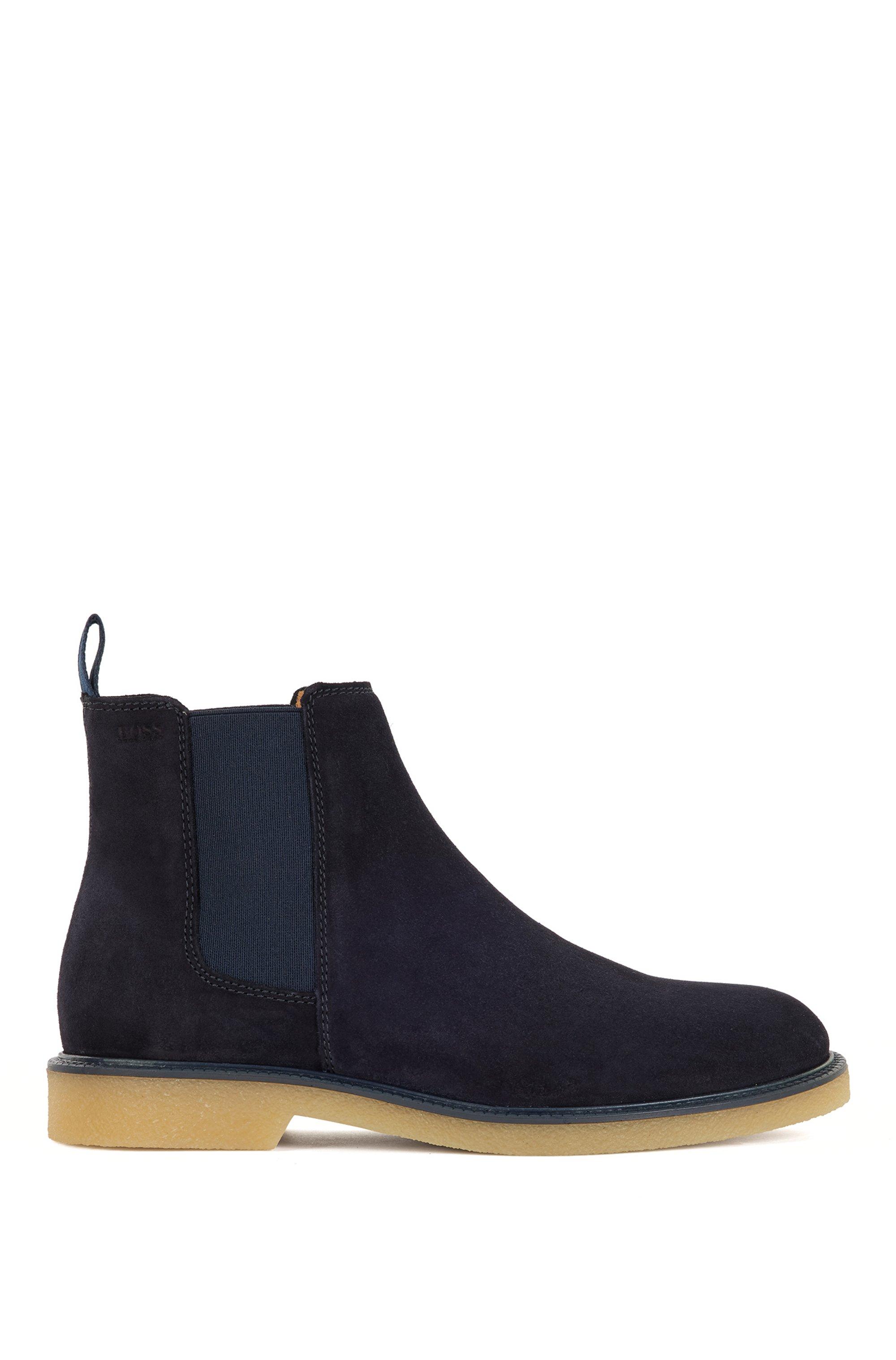 BOSS by HUGO BOSS Suede Chelsea Boots With Embossed Logo And Leather  Lining- Dark Blue Men's Boots Size 11 for Men | Lyst