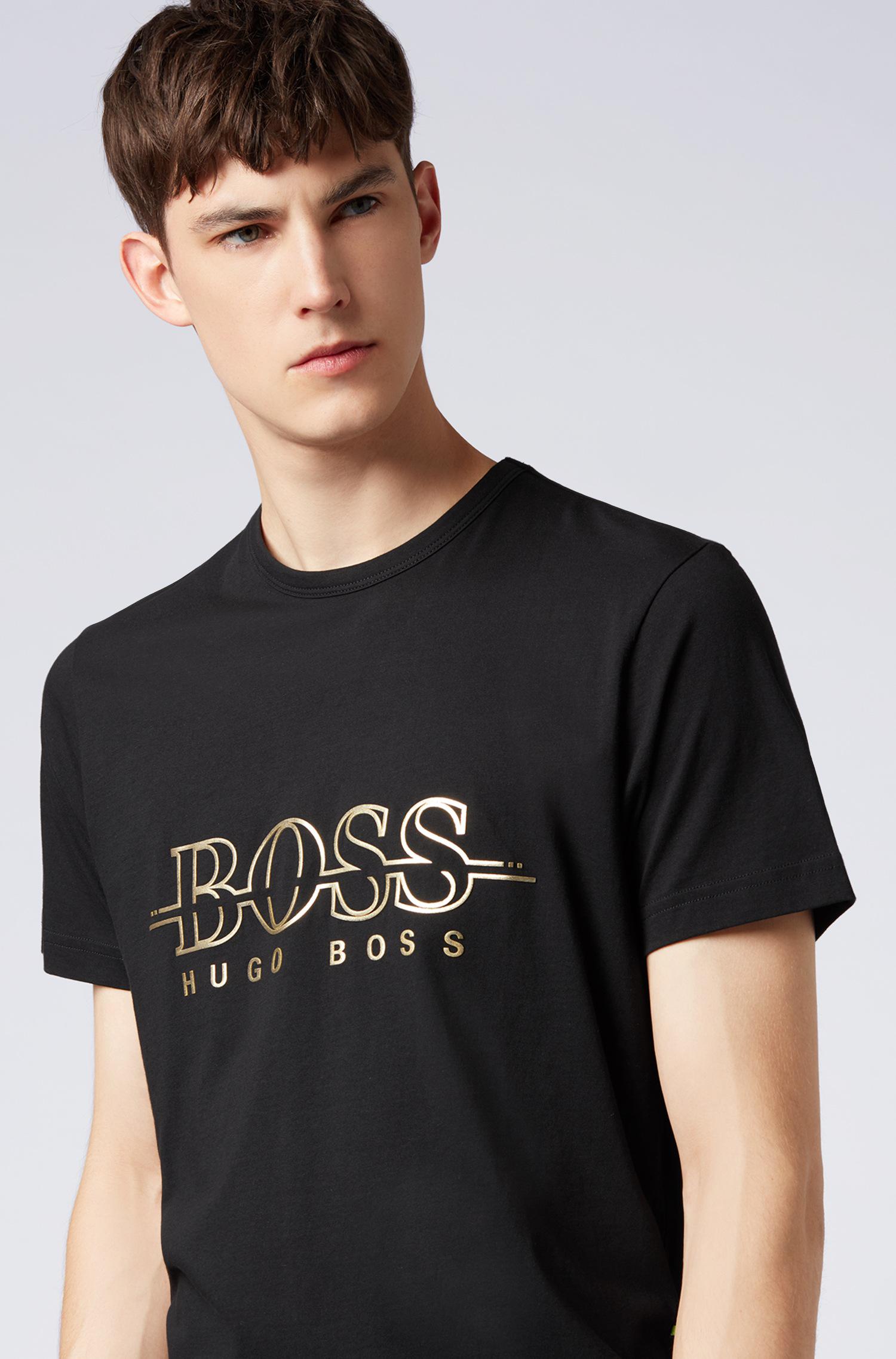 BOSS Gold Capsule T-shirt In Pure Cotton With Foil Artwork in Black for Men  | Lyst Australia