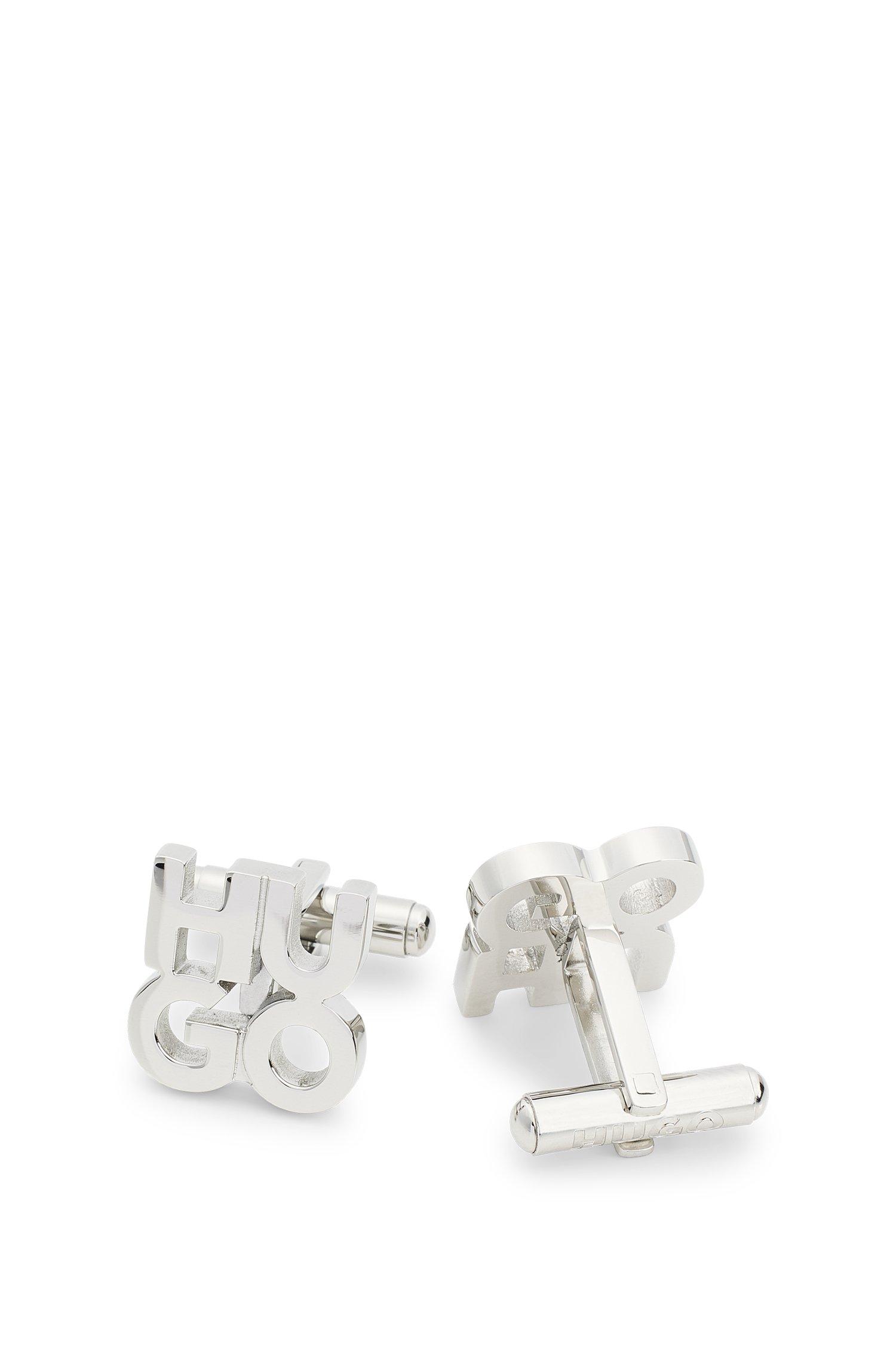 BOSS by HUGO BOSS Stackedlogo Cufflinks In Stainless Steel in White