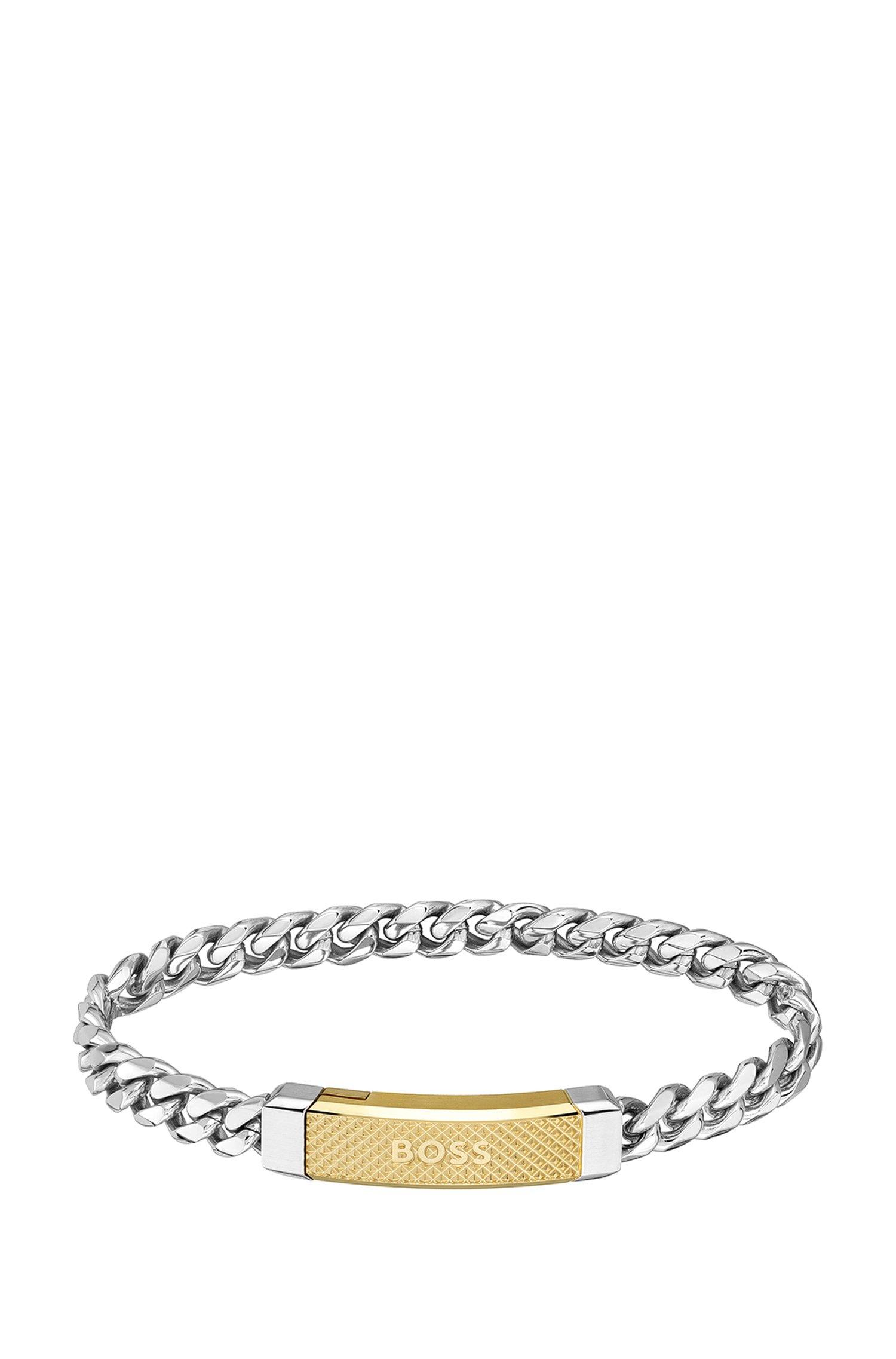 BOSS by HUGO BOSS Chunkychain Cuff With Branded Twotone Plate for Men