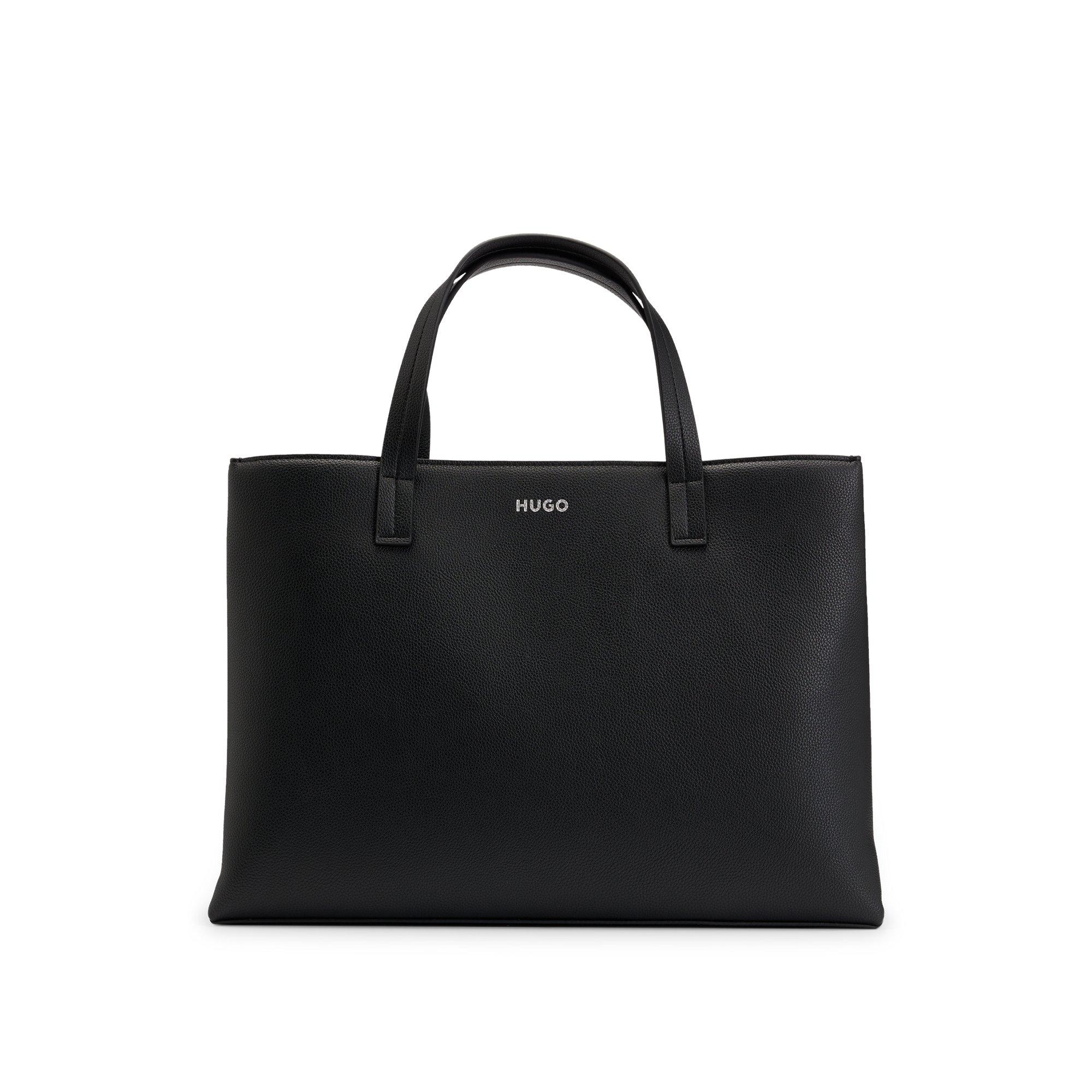 Black tote bag faux leather hotsell
