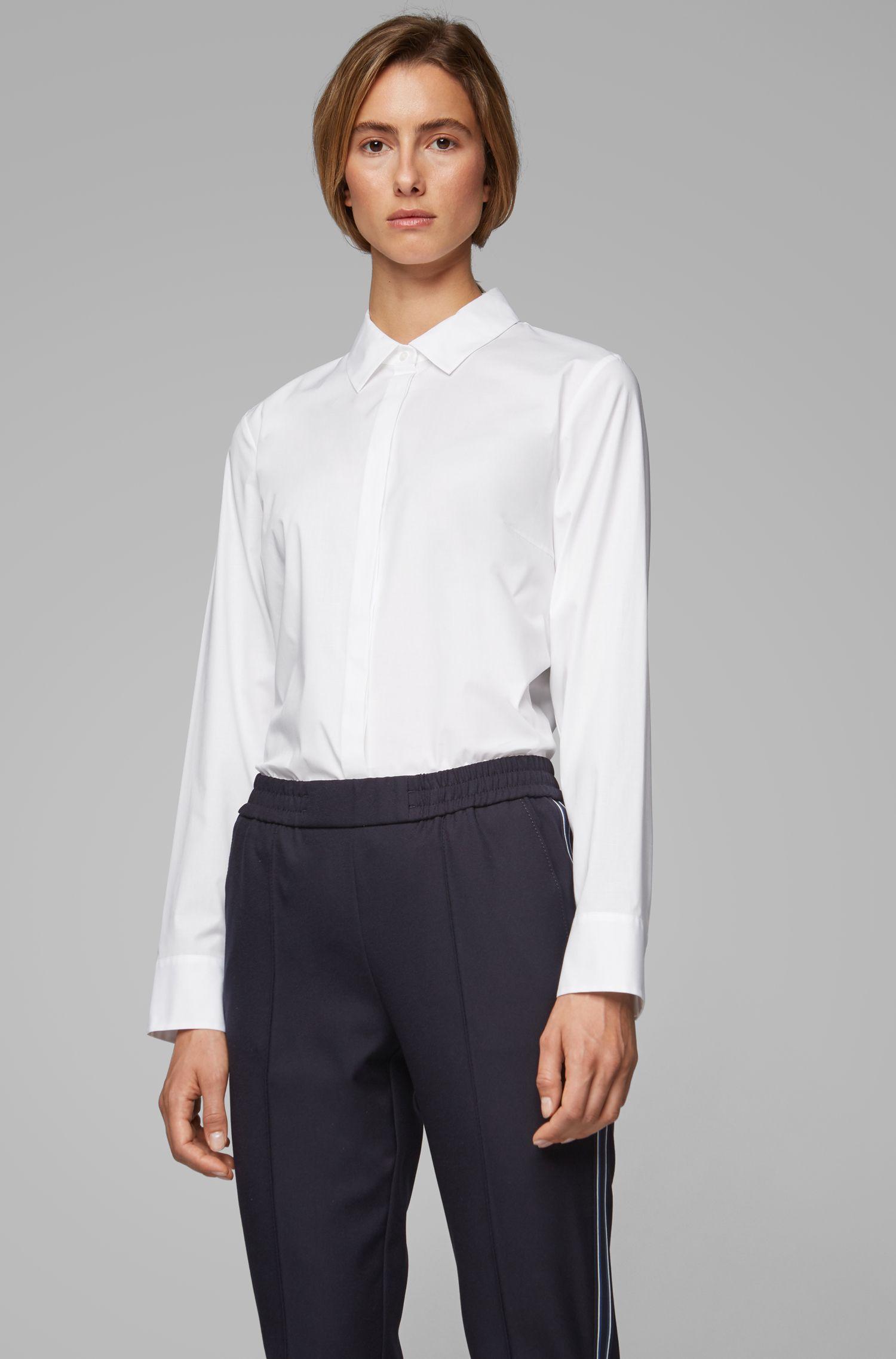 womens white tailored blouse