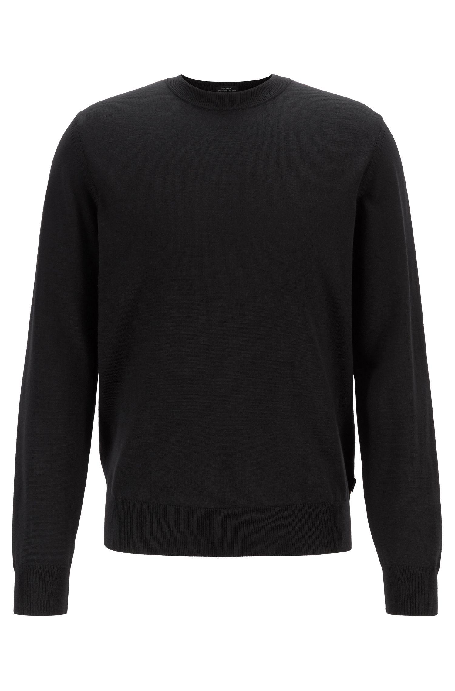 BOSS Virgin-wool Sweater With Color-block Framing in Black for Men - Lyst