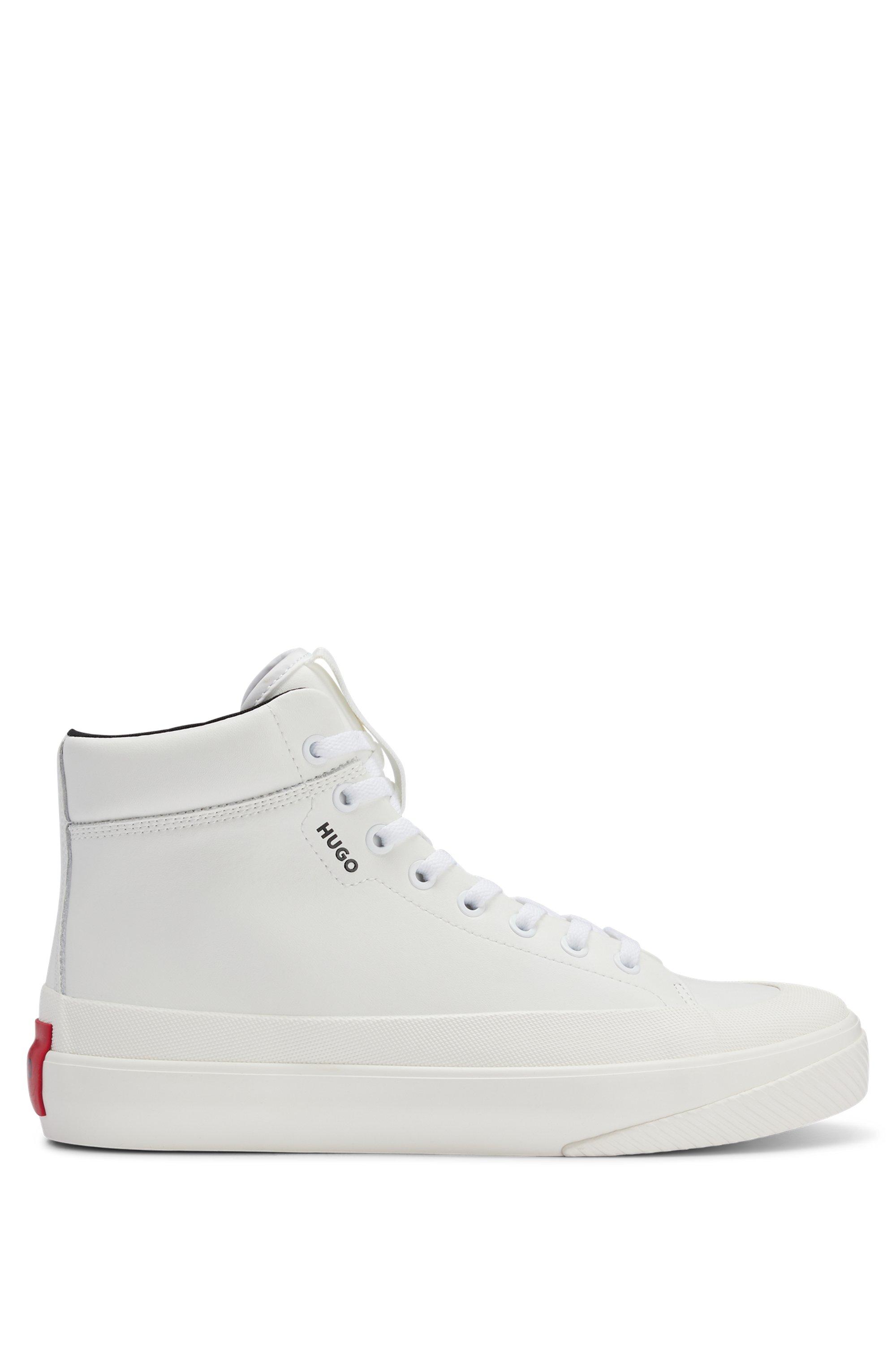 BOSS by HUGO BOSS High-top Trainers With Red Logo Patch in White for Men |  Lyst