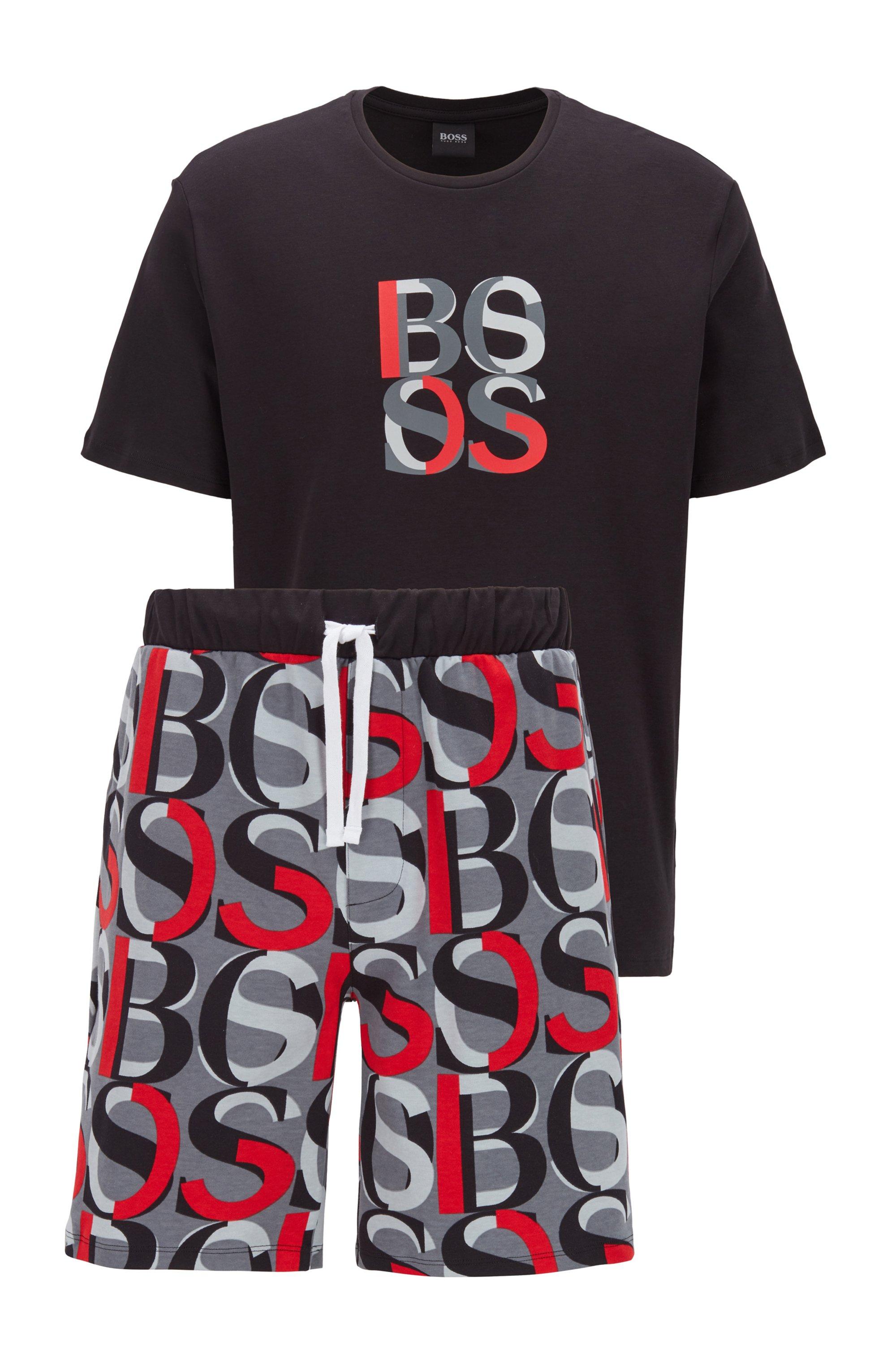 BOSS by HUGO BOSS Cotton Regular Fit Pajama Set With Overlapping Logos