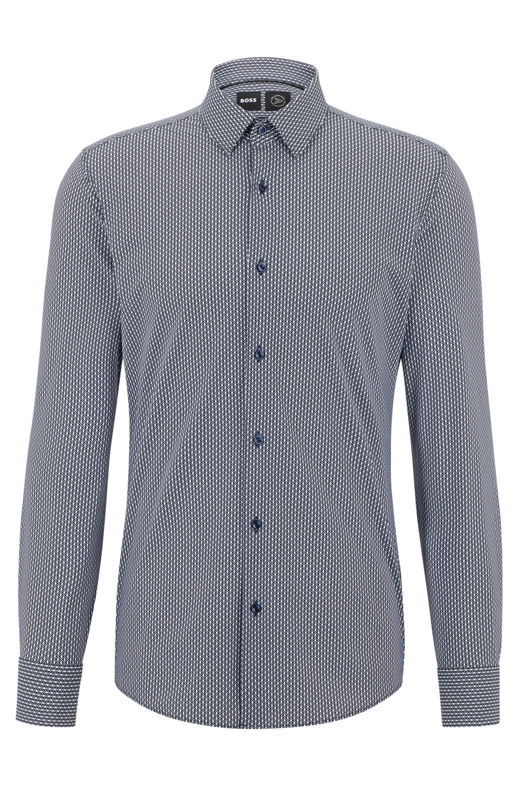 BOSS by HUGO BOSS Slim-fit Shirt In Printed Performance-stretch Jersey in  Gray for Men | Lyst