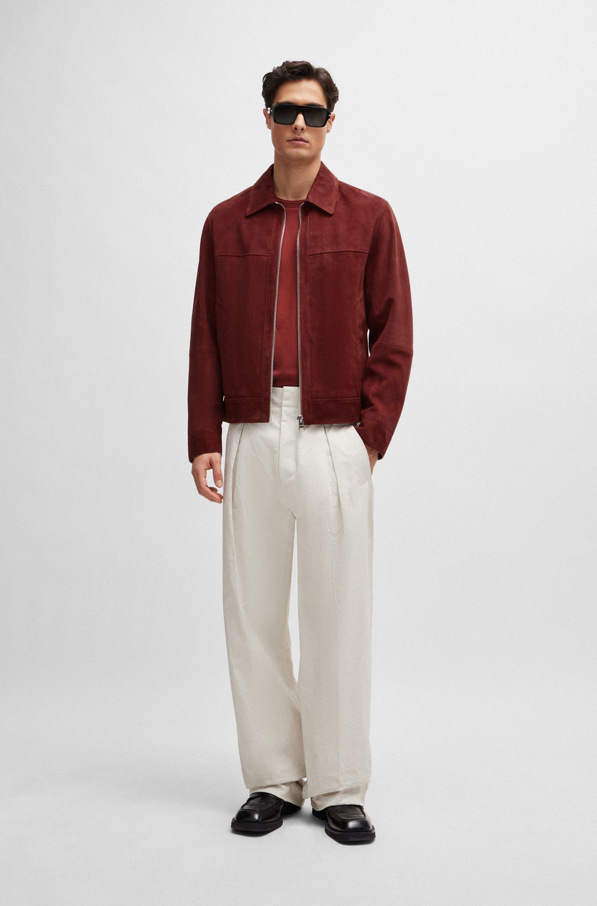 BOSS Regular-fit Jacket In Suede in Red for Men | Lyst display picture 2