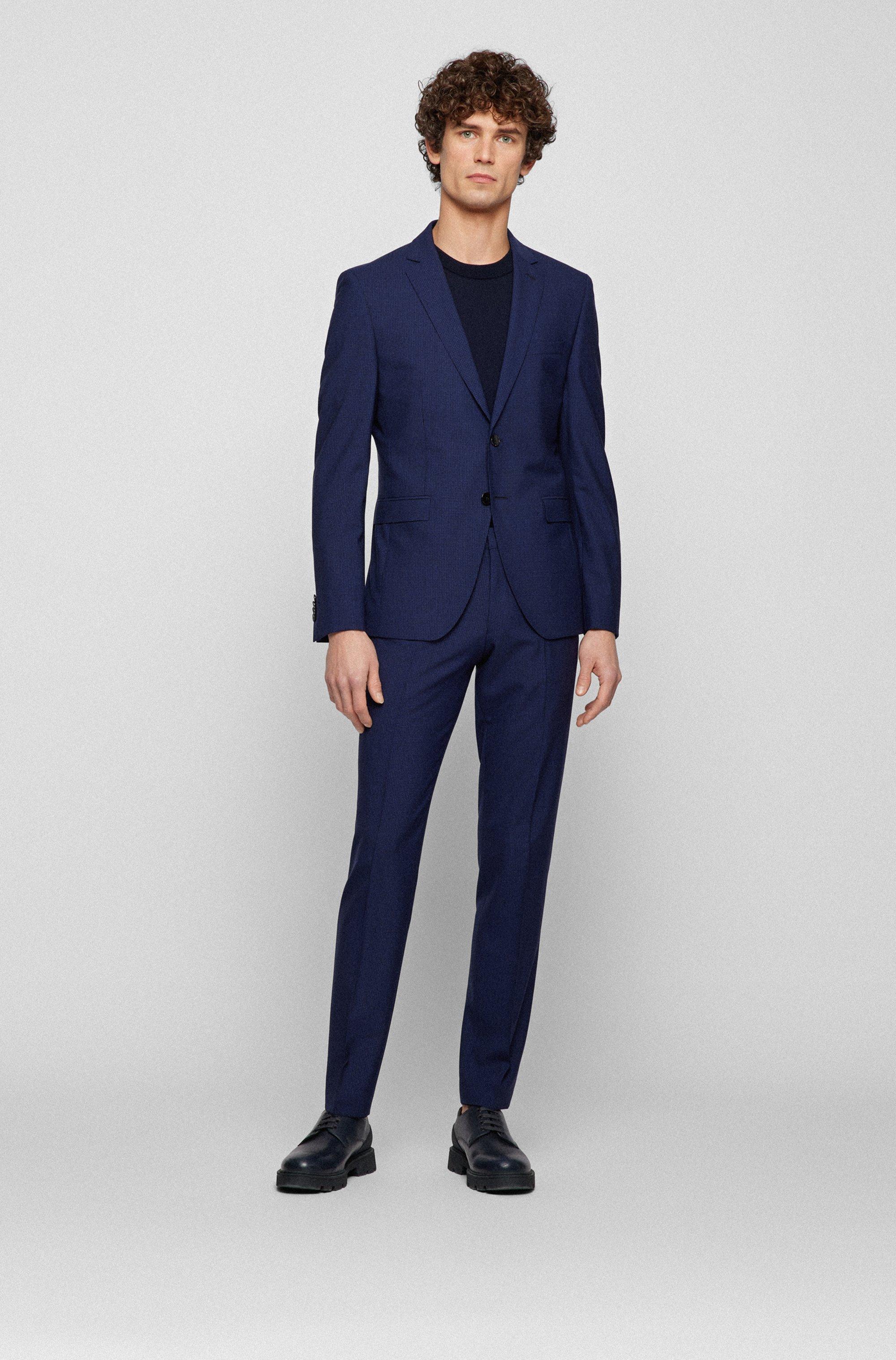 BOSS by HUGO BOSS Extra-slim-fit Virgin-wool Suit With Micro Pattern in  Blue for Men | Lyst