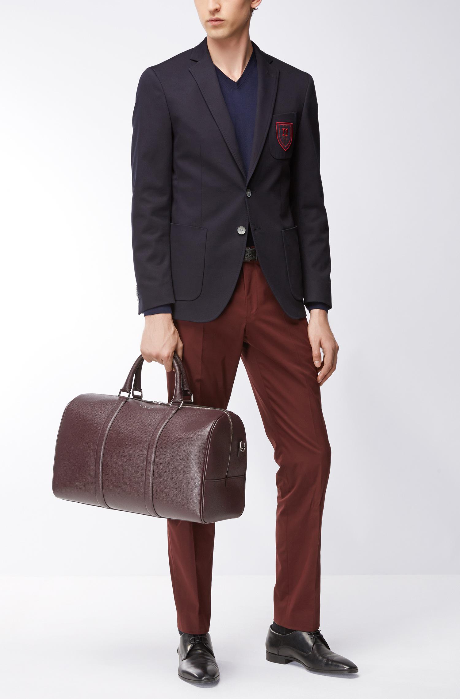 BOSS Leather Weekender Bag Signature Hold in Dark Red (Red) for Men