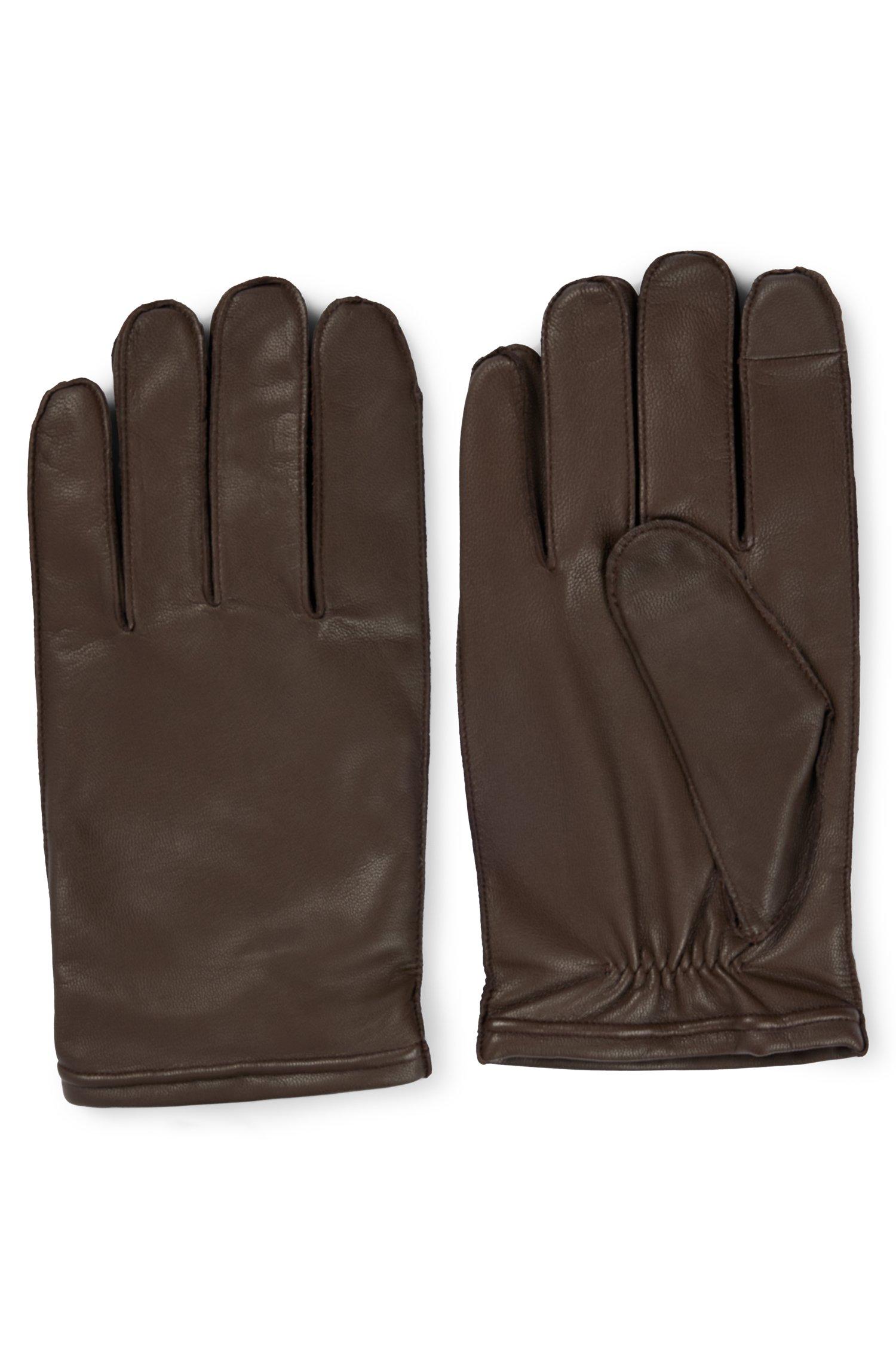 BOSS by HUGO BOSS Leather Gloves With Metal Logo Lettering in Brown for ...