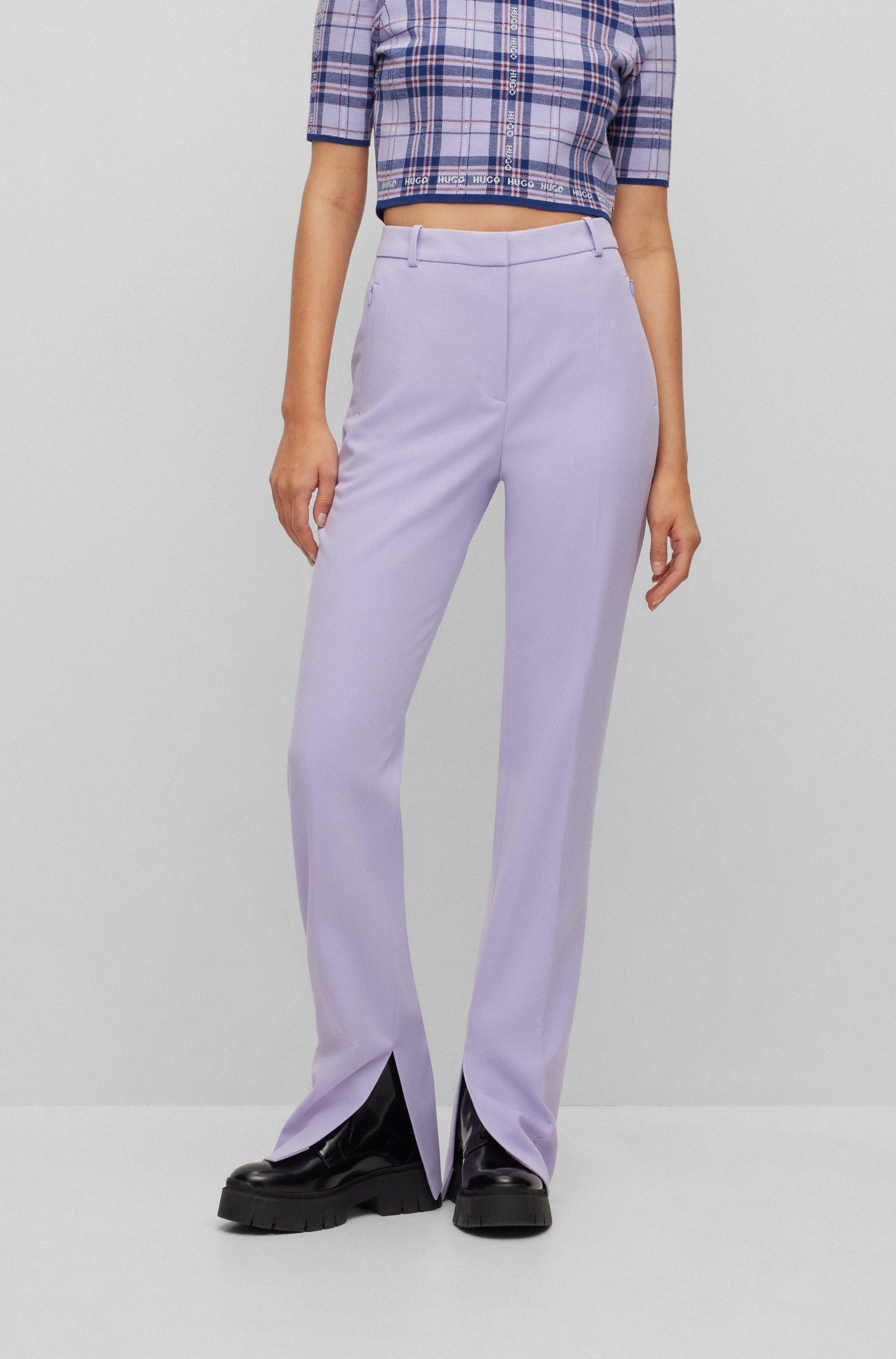 BOSS by HUGO BOSS Regular-fit Trousers In Stretch Fabric With Bootcut Leg  in Purple | Lyst