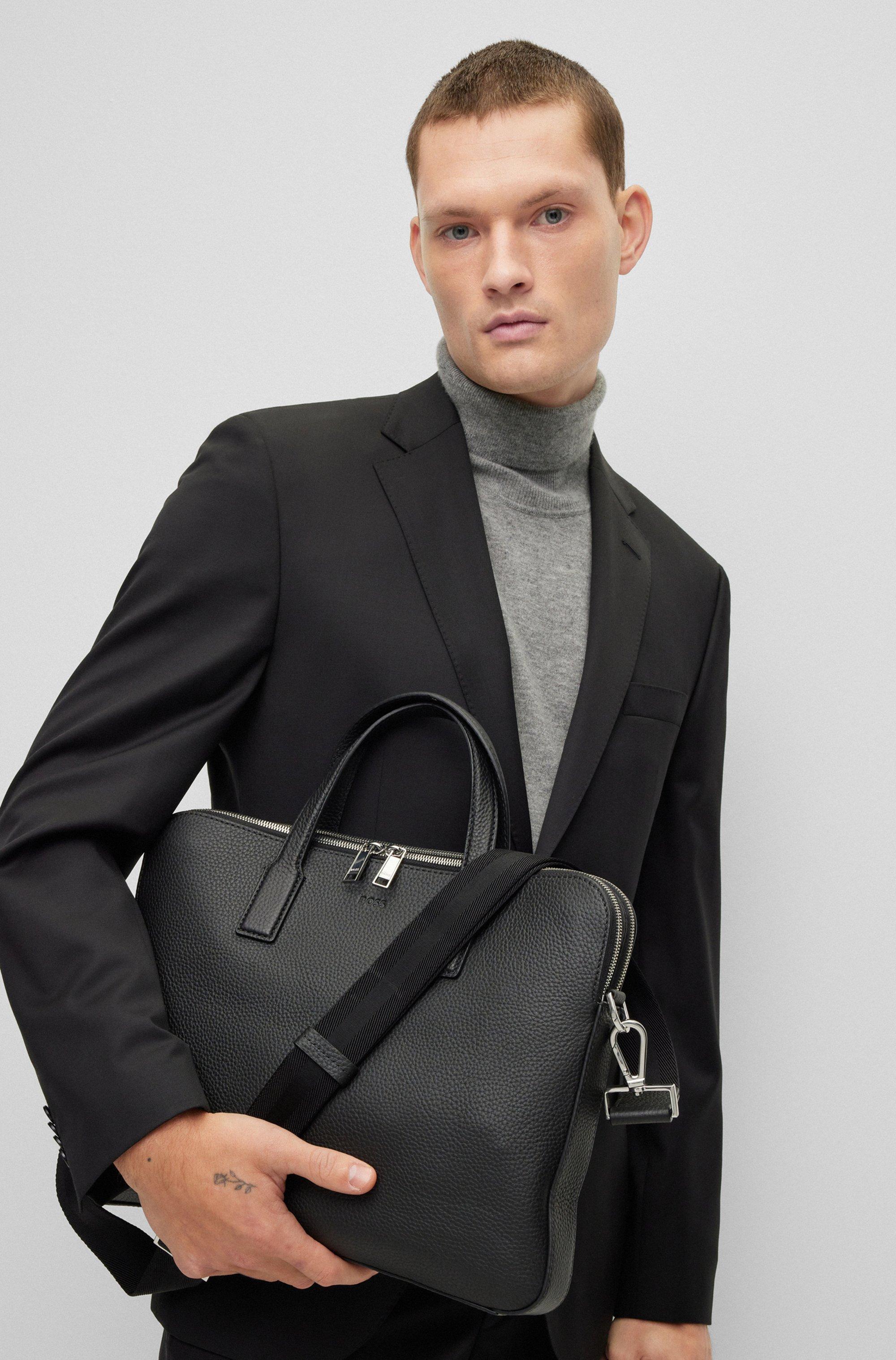 BOSS - Tote bag in faux leather with debossed logo