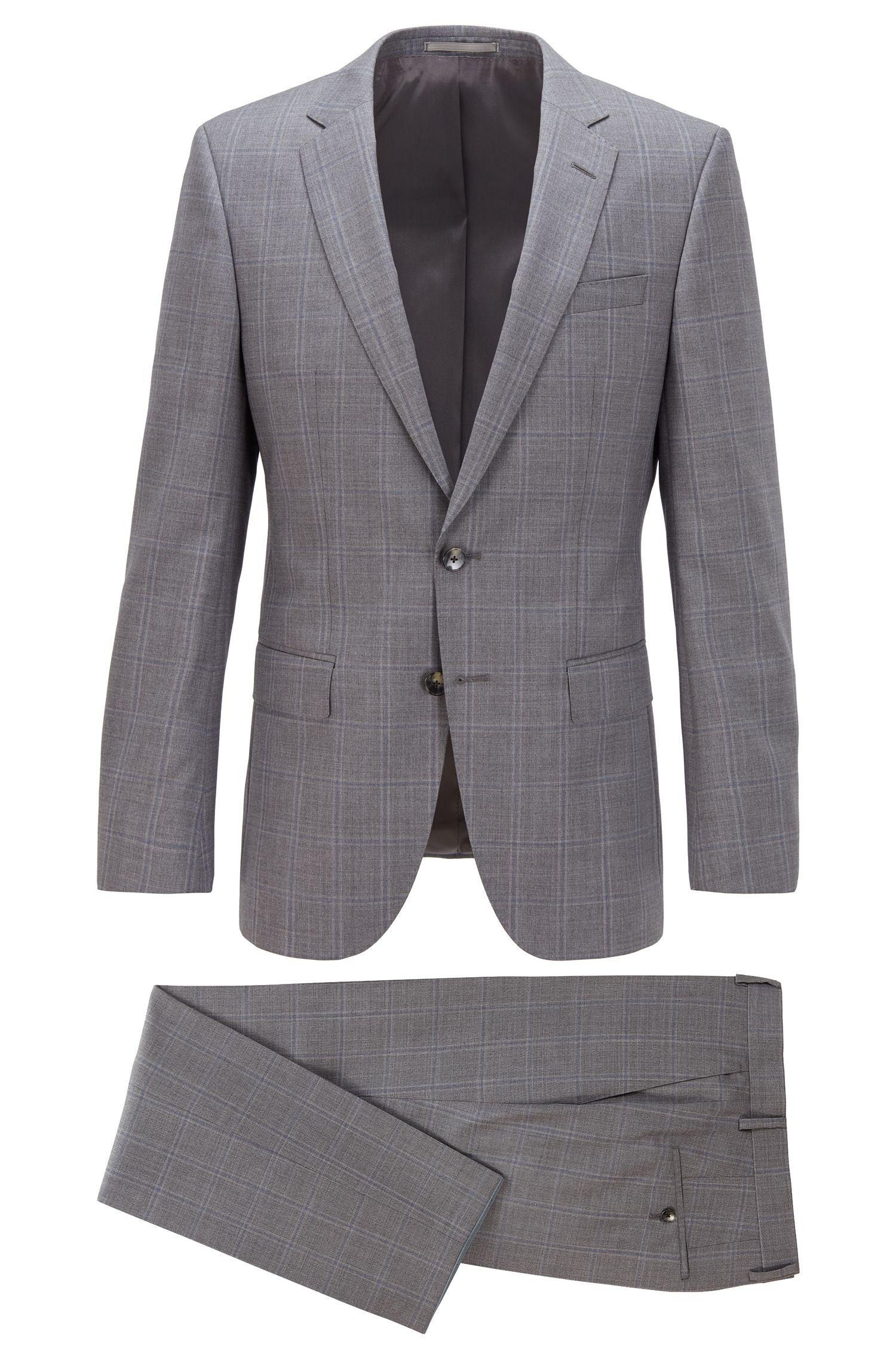 BOSS by Hugo Boss Slim Fit Suit In Checked Virgin Wool Serge in Grey ...