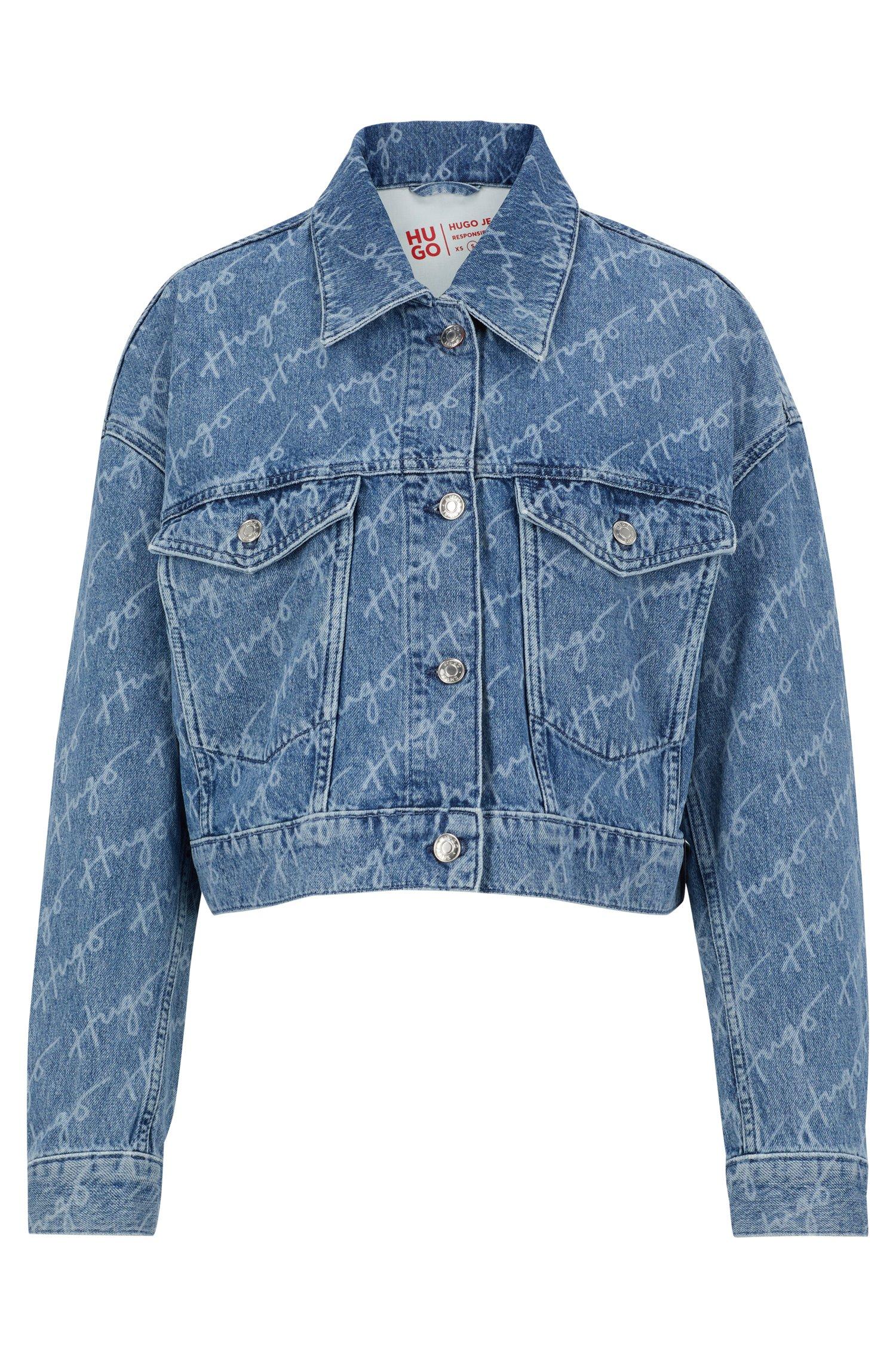 BOSS by HUGO BOSS Blue Rigiddenim Jacket With Handwritten Logos Lyst