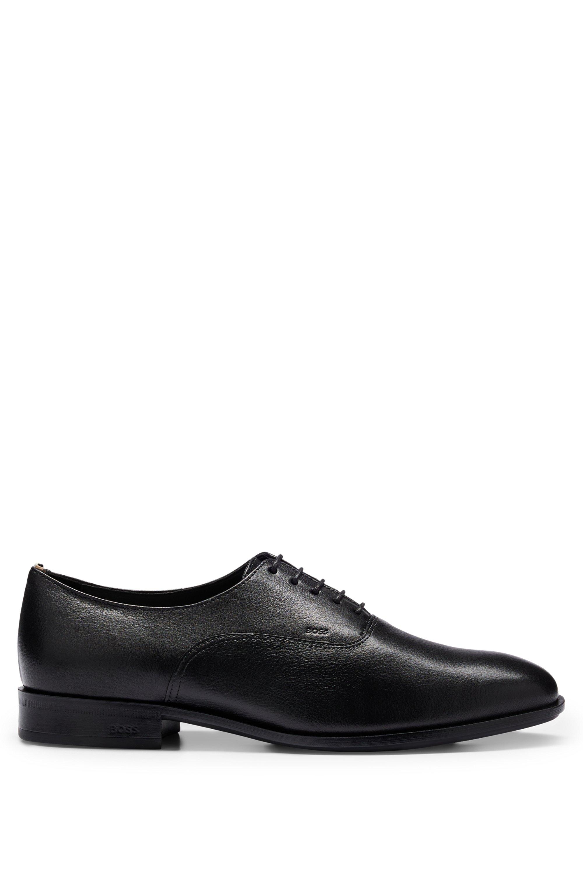 BOSS by HUGO BOSS Grained-leather Oxford Shoes With Embossed Logo in Black  for Men | Lyst