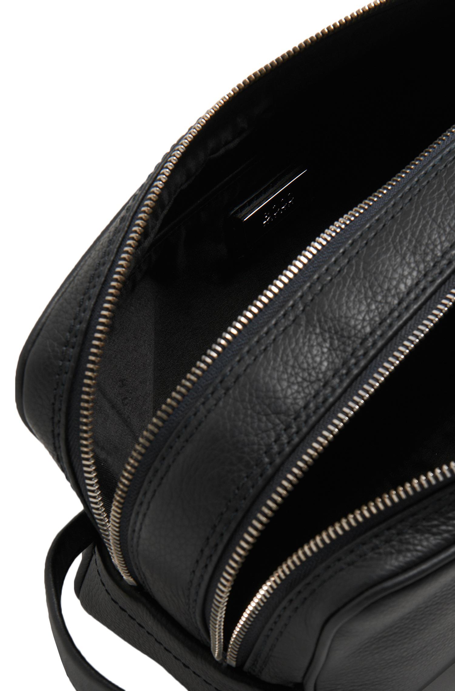 BOSS by Hugo Boss Leather Wash Bag: 'traveller_washbag' in Black for ...