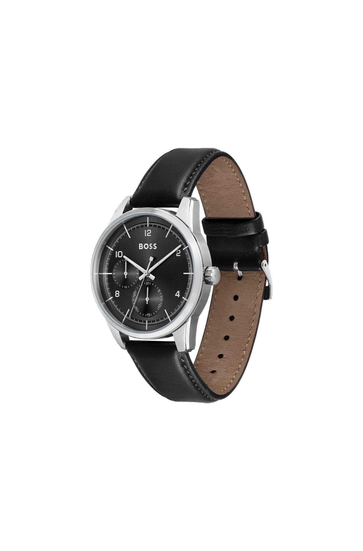 BOSS Black dial Multi eye Watch With Leather Strap for Men Lyst UK
