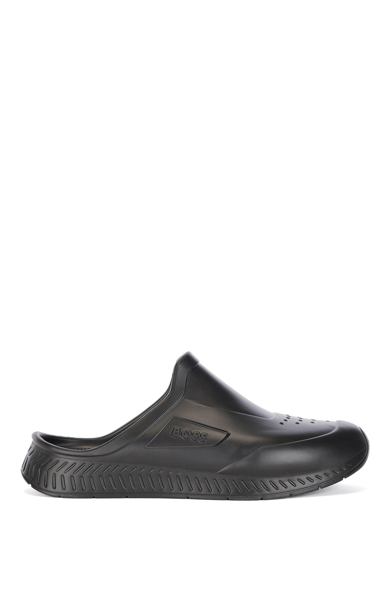 BOSS by HUGO BOSS Rubberised Slipon Sandals With Emed Logo in Black