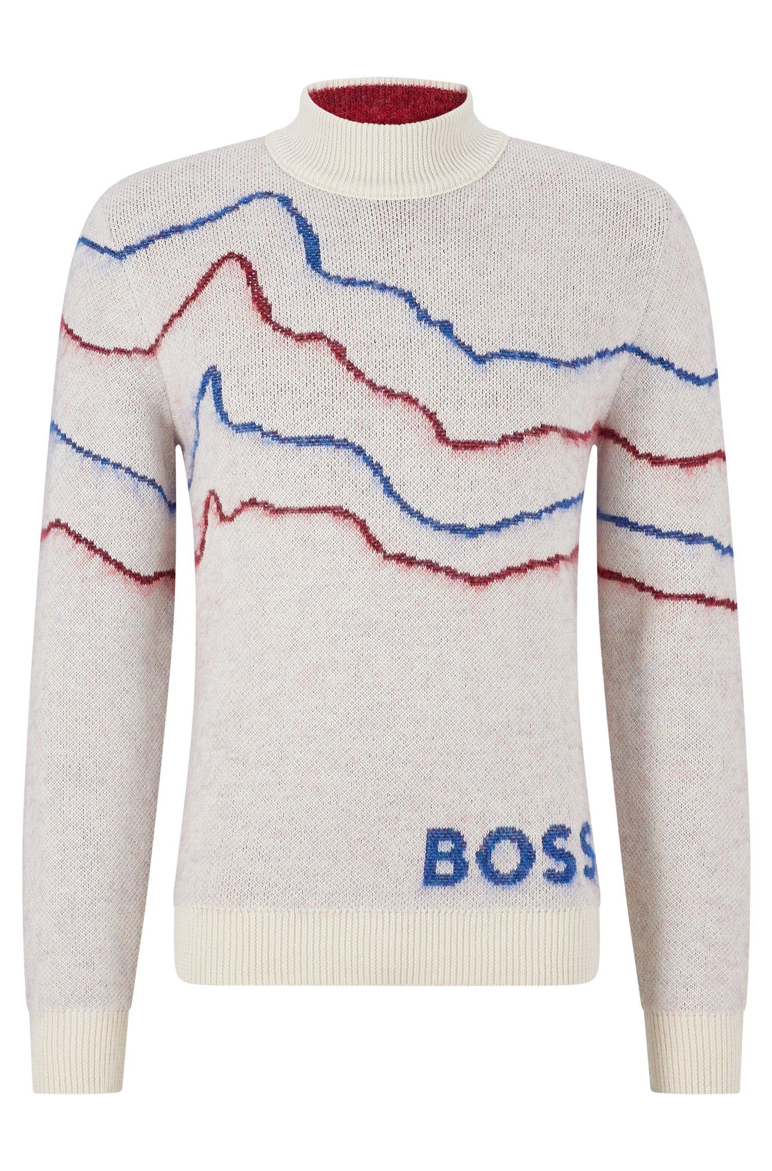 BOSS by HUGO BOSS Mock-neck Regular-fit Sweater With Collection Pattern in  White for Men | Lyst Australia