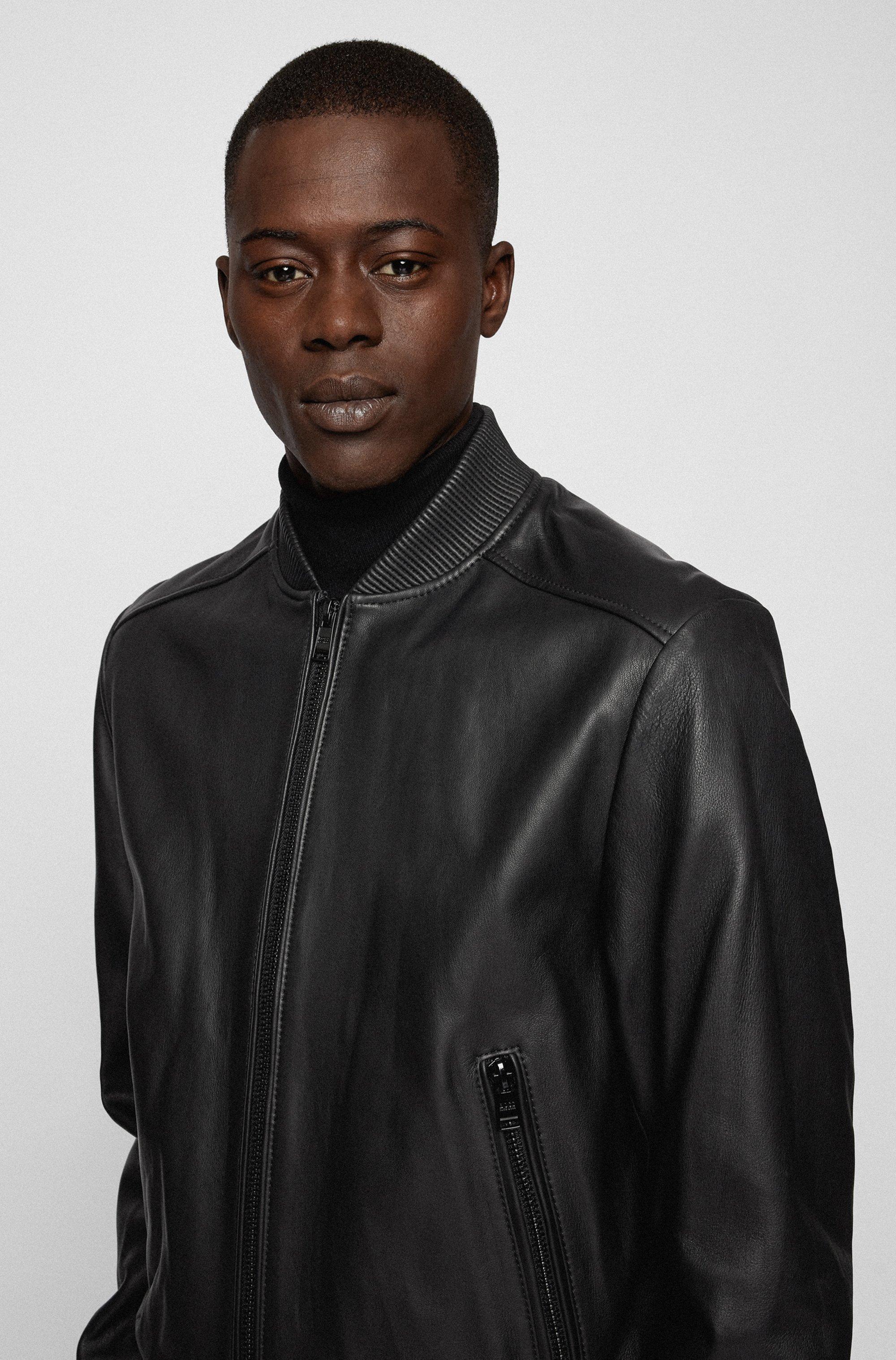 Boss leather shop bomber jacket