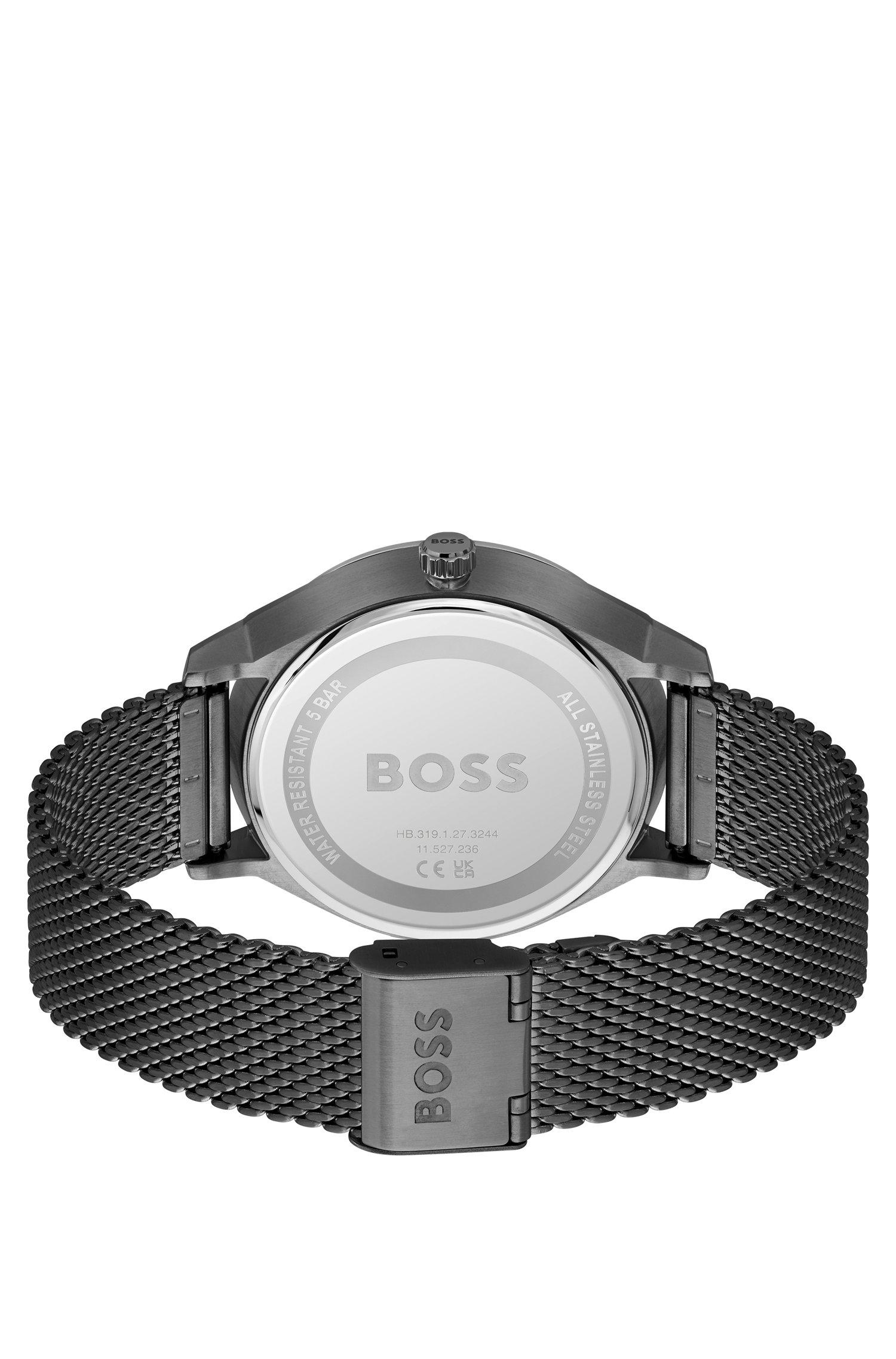 BOSS Uhr Mit Schwarzem Zifferblatt Und Mesh-Armband in Schwarz für