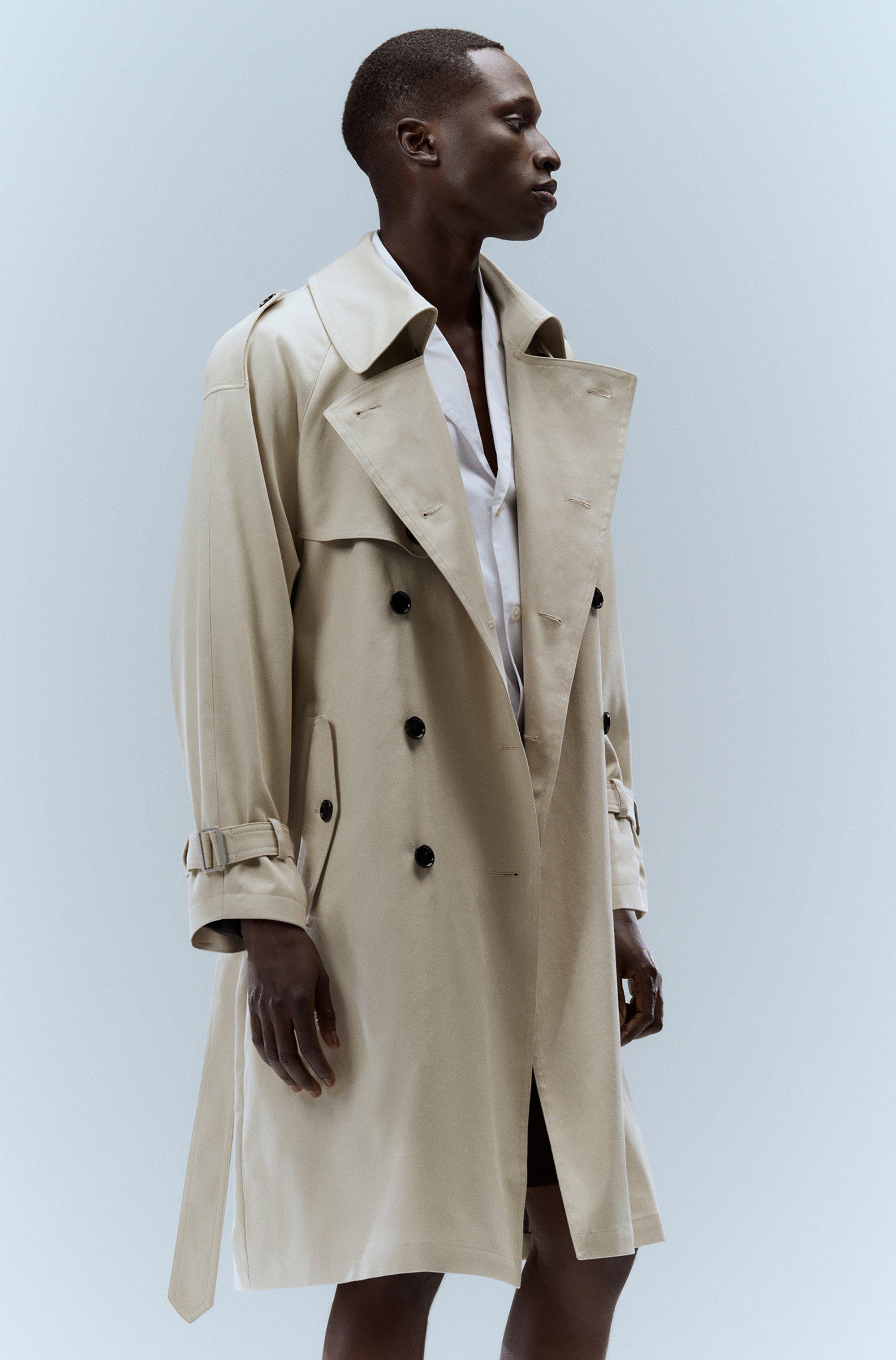 BOSS by HUGO BOSS Double-breasted Trench Coat In Italian Stretch Cotton in  Natural for Men | Lyst