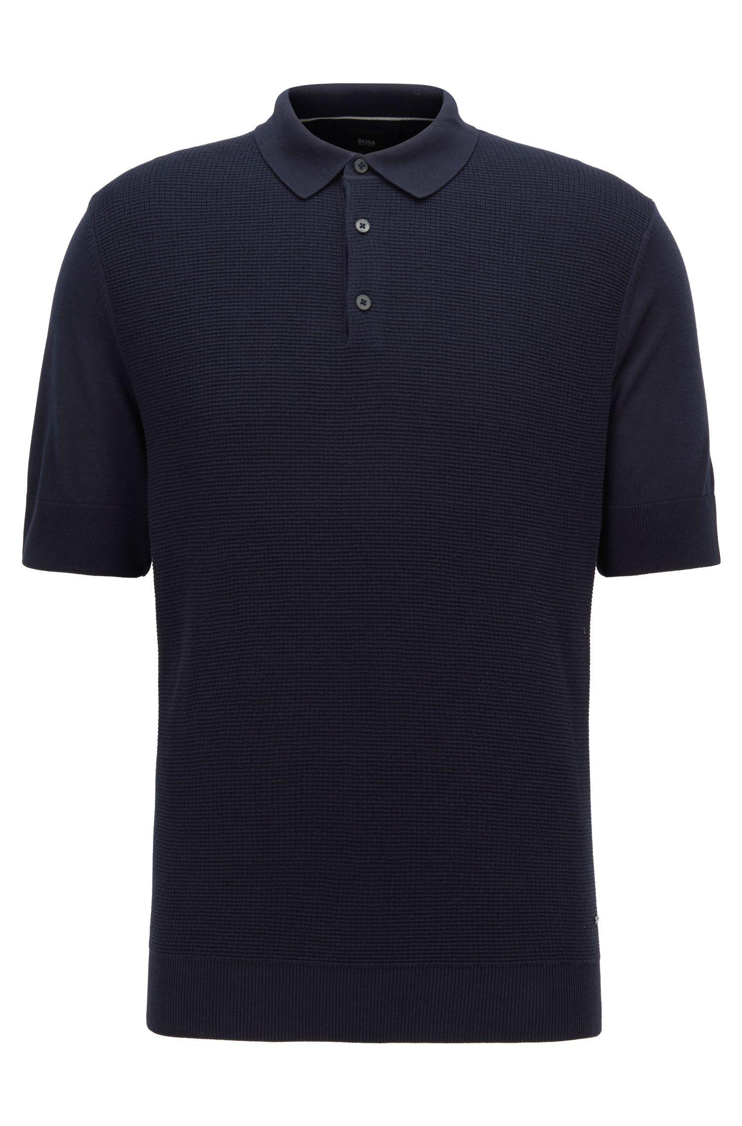 BOSS by Hugo Boss Short Sleeved Silk Blend Sweater With Polo Collar in ...