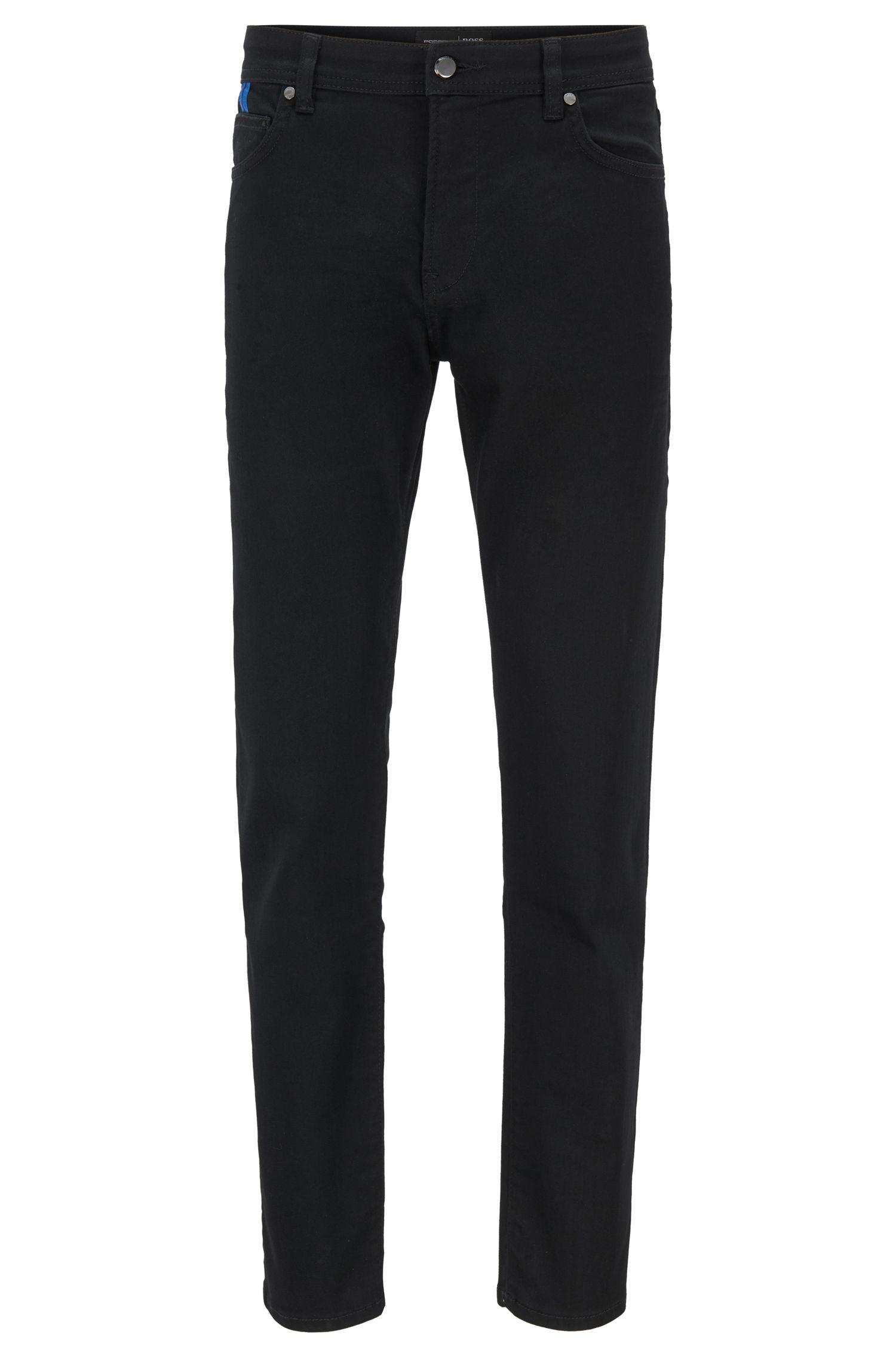 BOSS by Hugo Boss Tapered Fit Jeans In Black Stretch Denim for Men - Lyst
