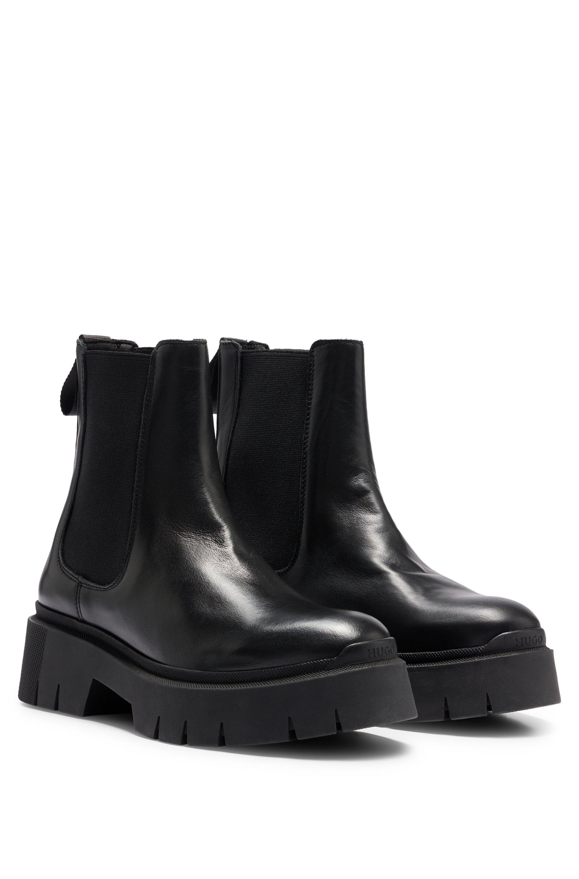 BOSS by HUGO BOSS Leather Chelsea Boots With Chunky Outsole And Branded  Loops in Black | Lyst