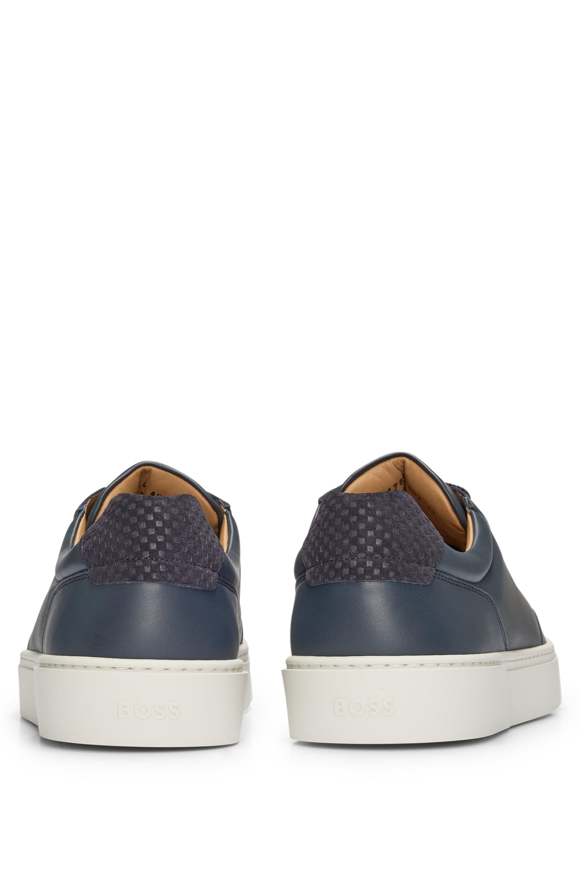 BOSS Porsche X Leather Trainers With Special Branding in Blue for 