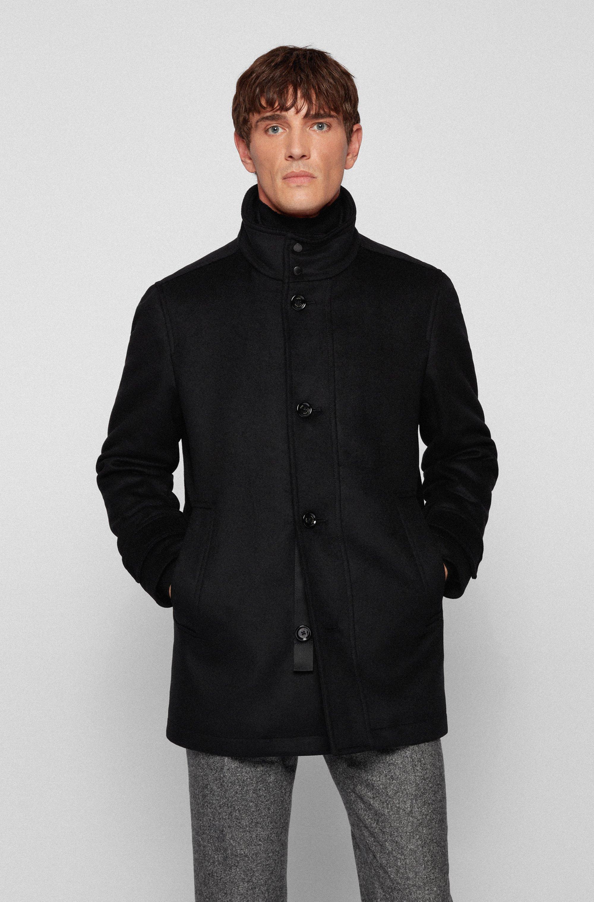 BOSS by HUGO BOSS Wool-blend Regular-fit Coat With Quilted Inner Bib in  Black for Men | Lyst