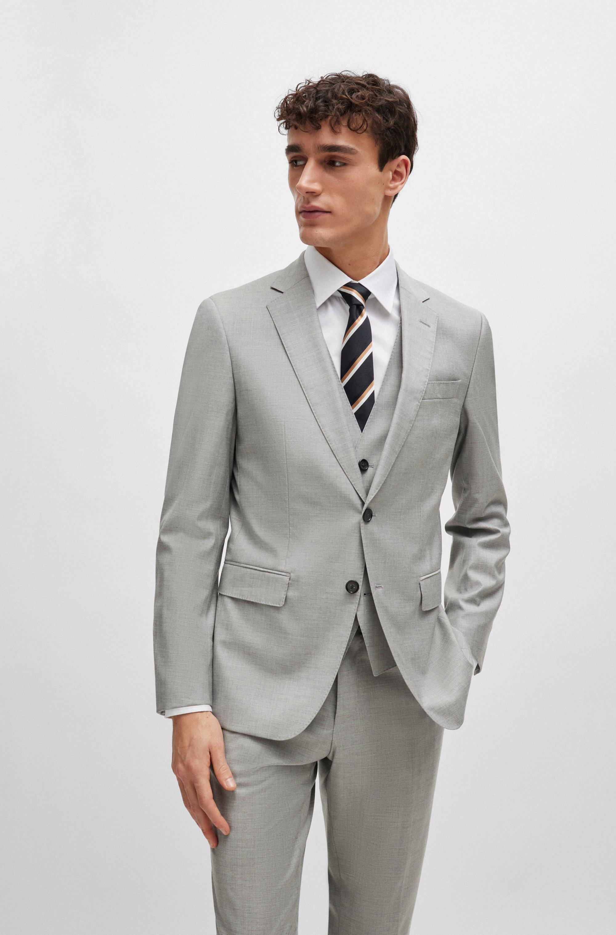 BOSS by HUGO BOSS Slim-fit Suit In A Melange Wool Blend in Gray