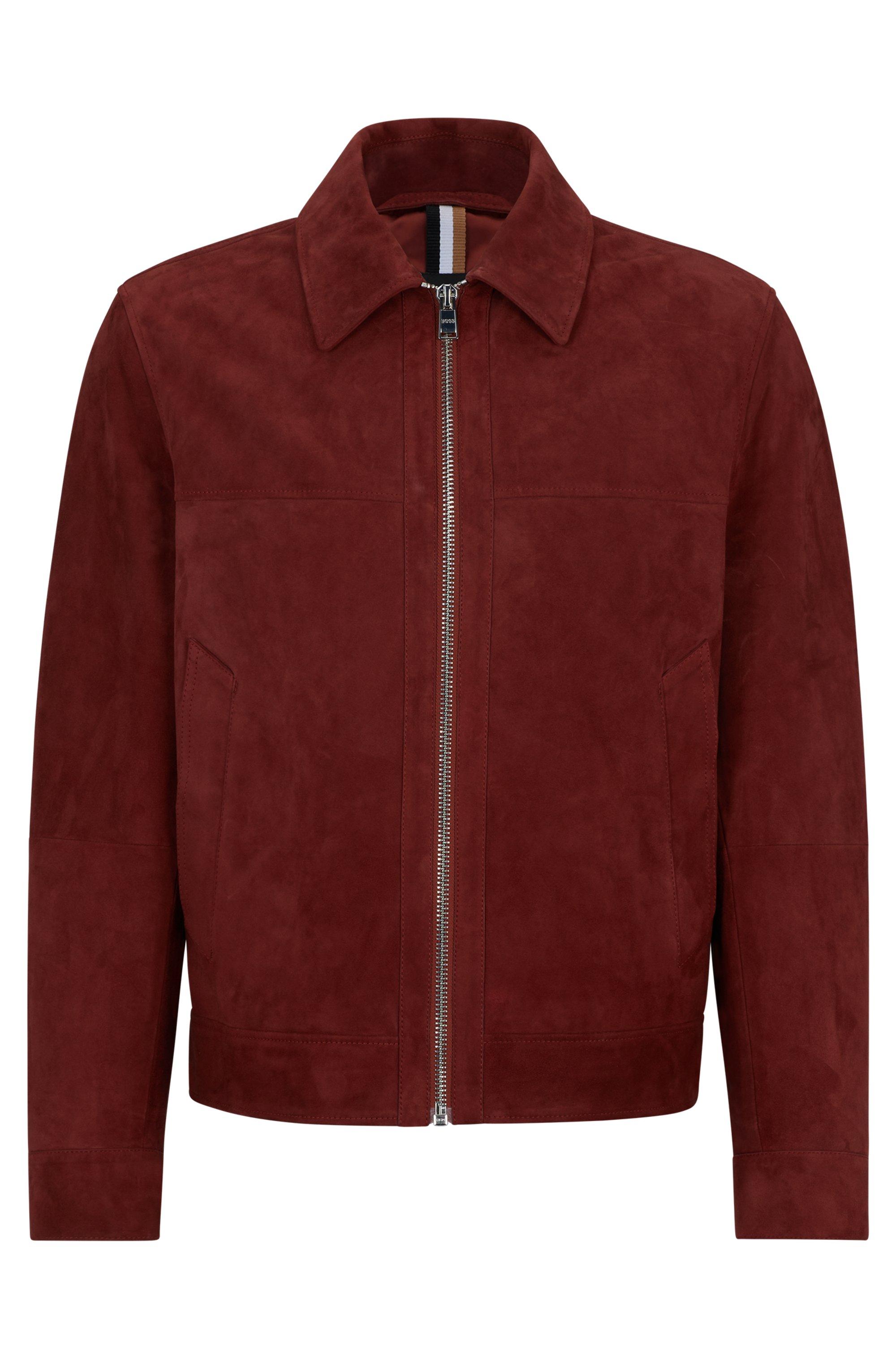Hugo Boss Red Suede BOSS - Regular-fit jacket in nappalan suede - Dark Orange main image 3