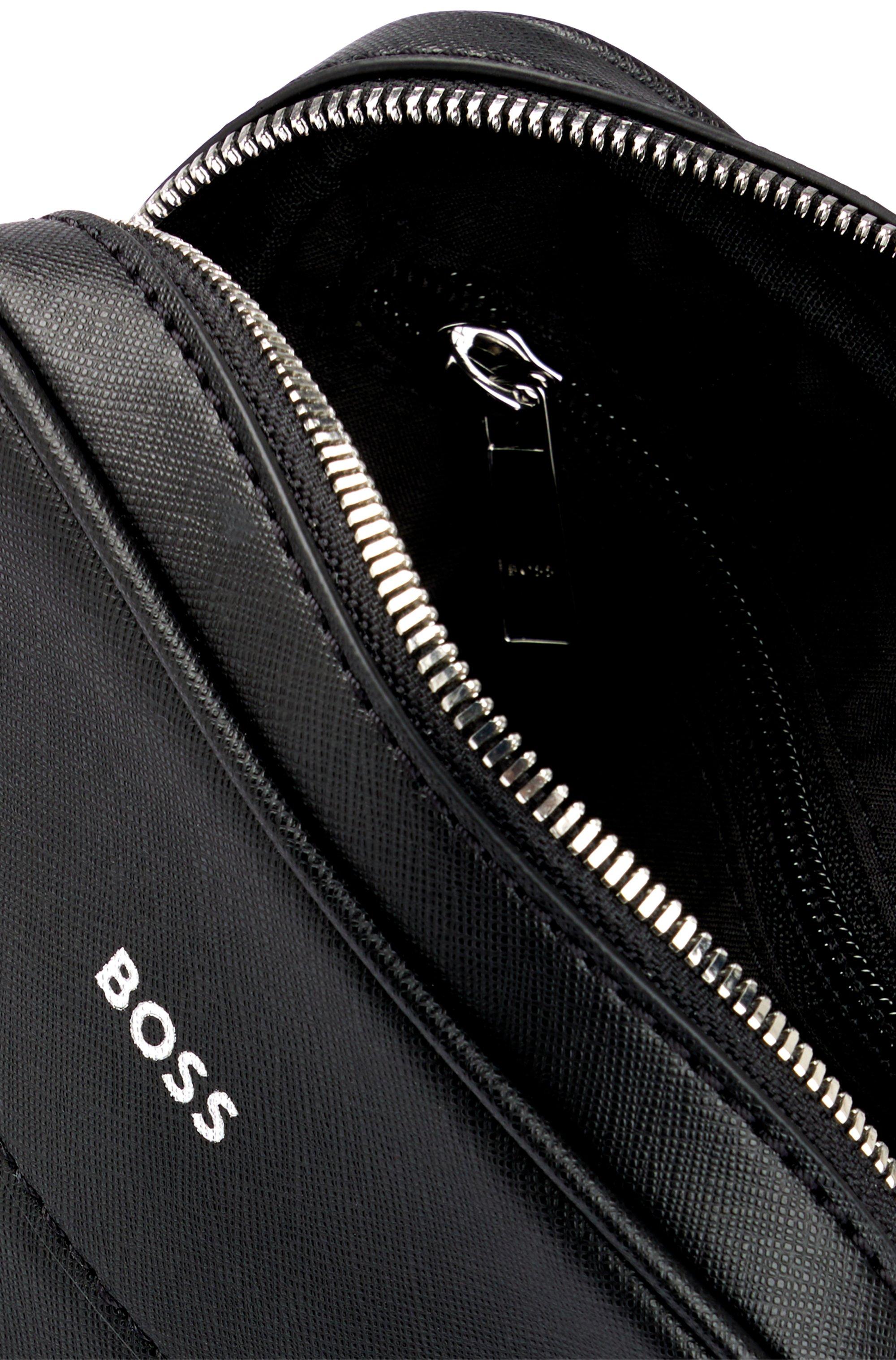 BOSS - Reporter bag in Italian fabric with monogram print