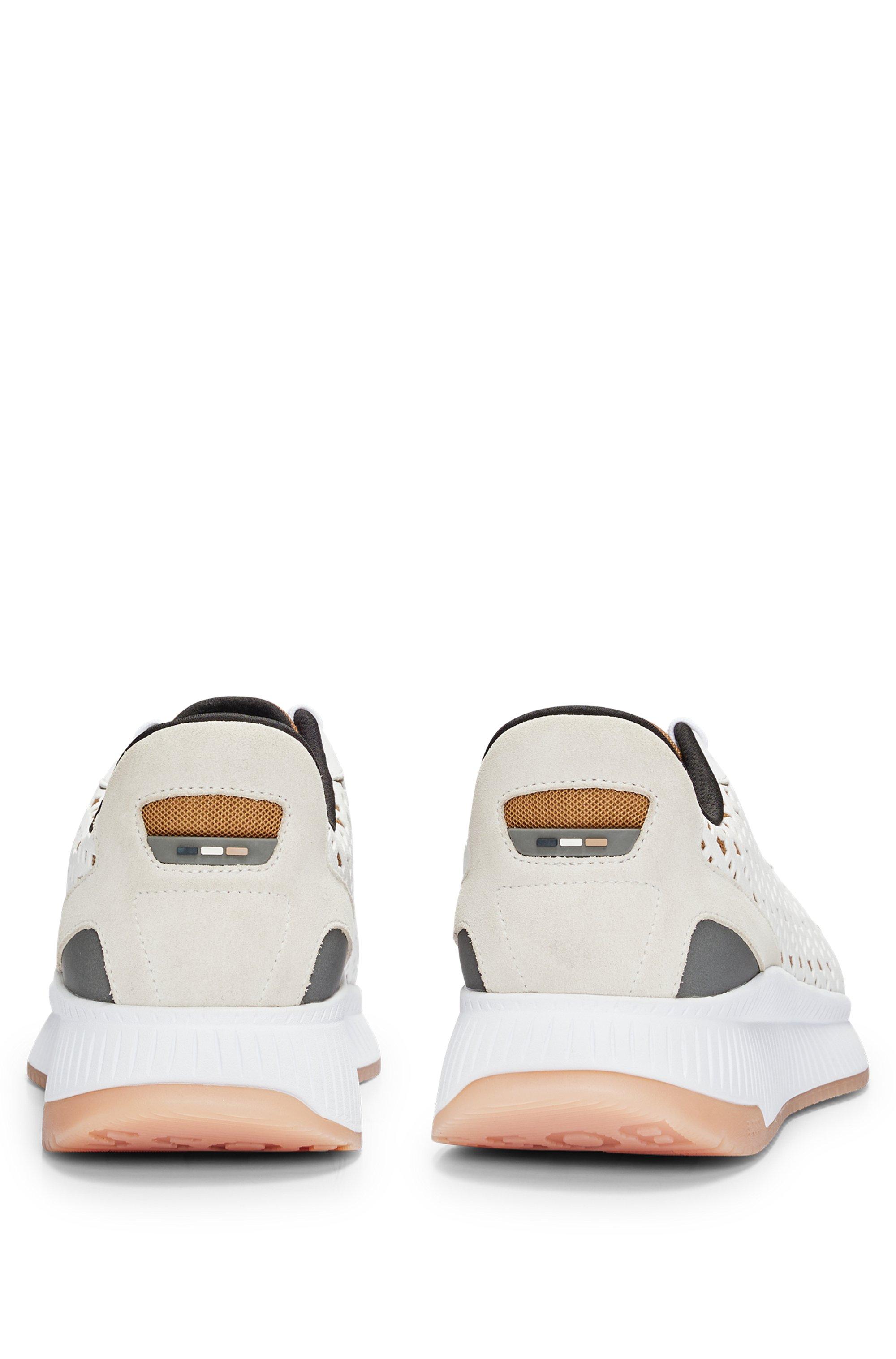 BOSS Ttnm Evo Monogram-mesh Lace-up Trainers With Suede Trims in