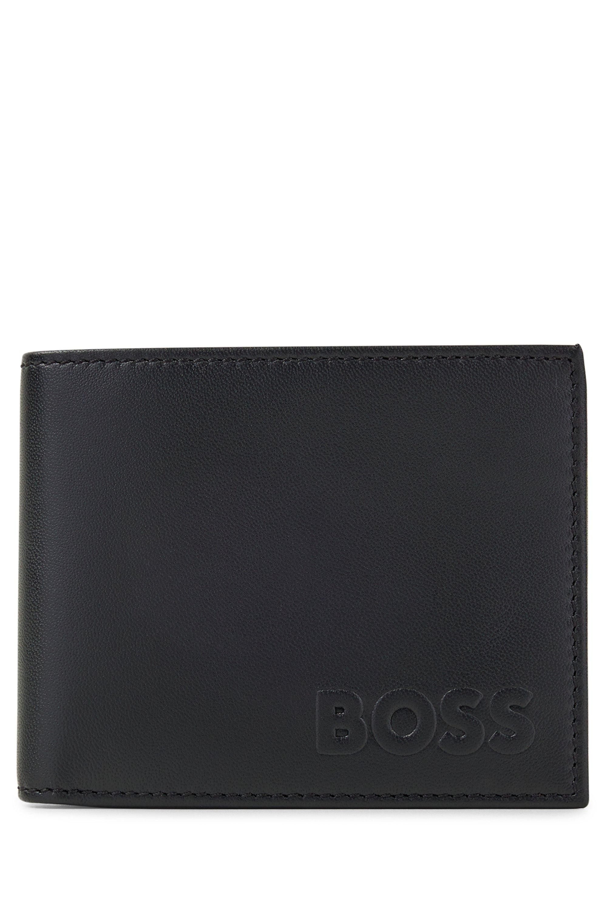 BOSS by HUGO BOSS Leather Wallet With Raised Logo And Signature Stripes ...