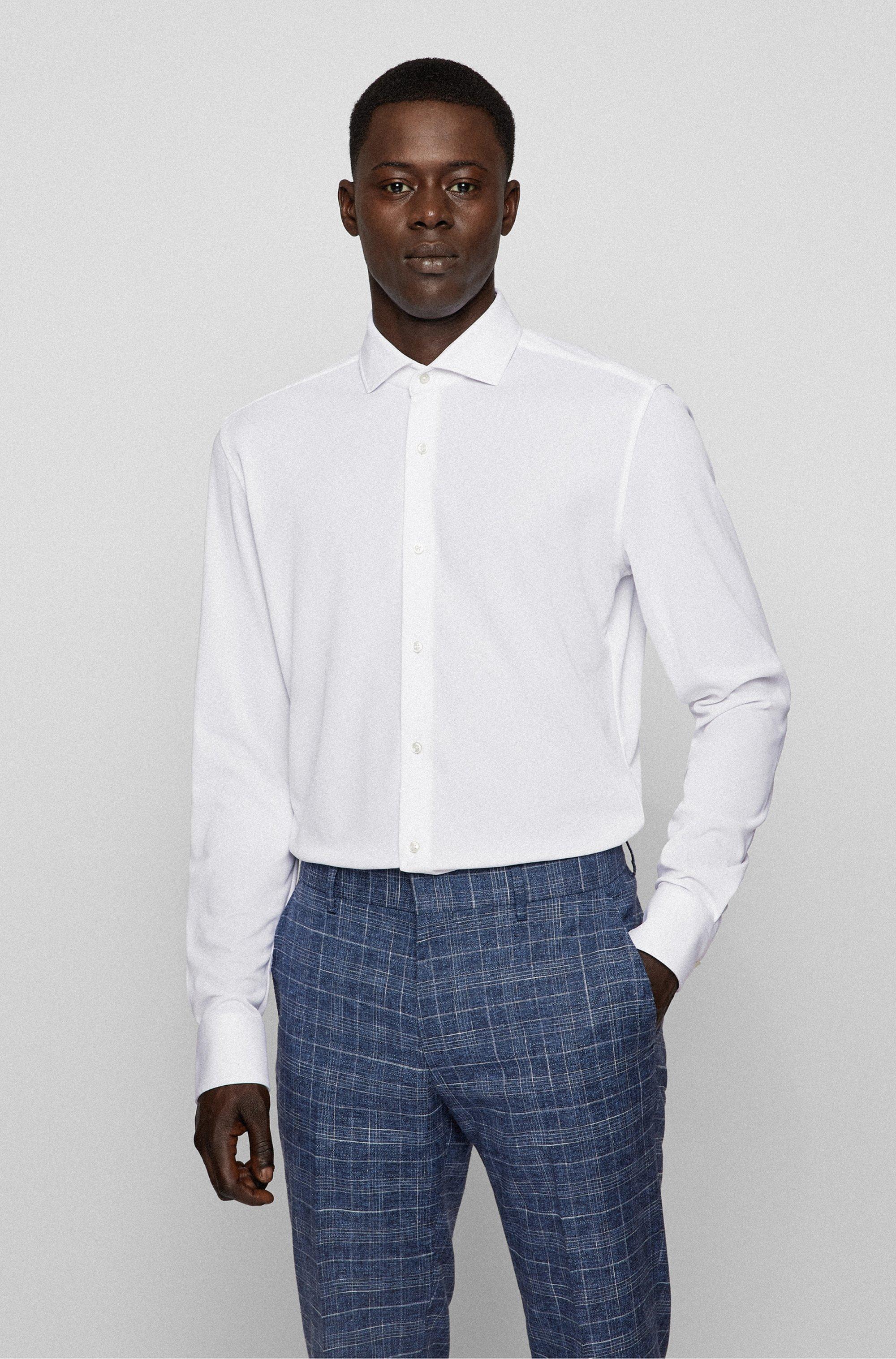BOSS by HUGO BOSS Slim-fit Shirt In Performance-stretch Italian Jersey in  White for Men | Lyst