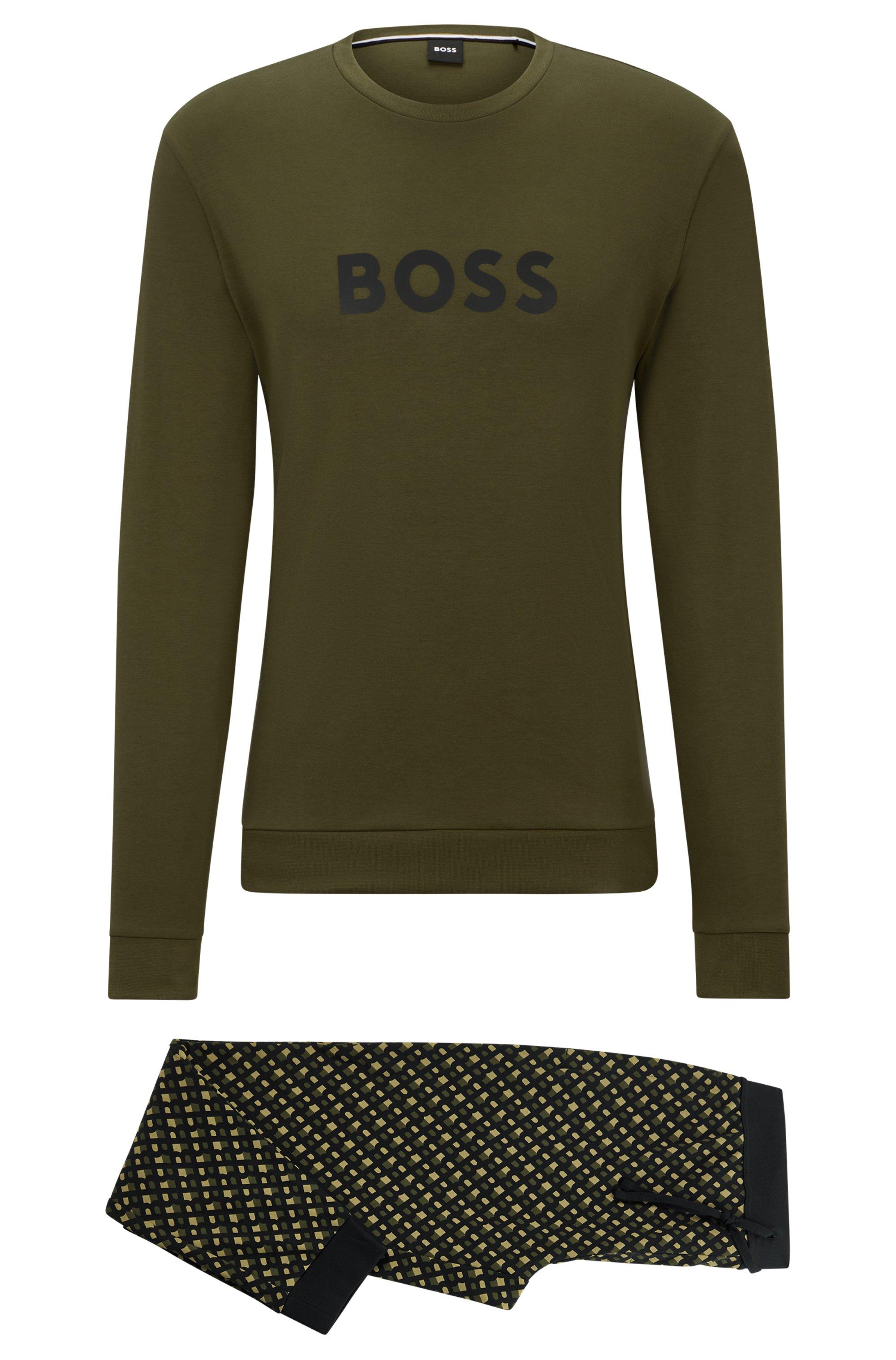 BOSS by HUGO BOSS Signature Pajamas In Cotton in Green for Men | Lyst