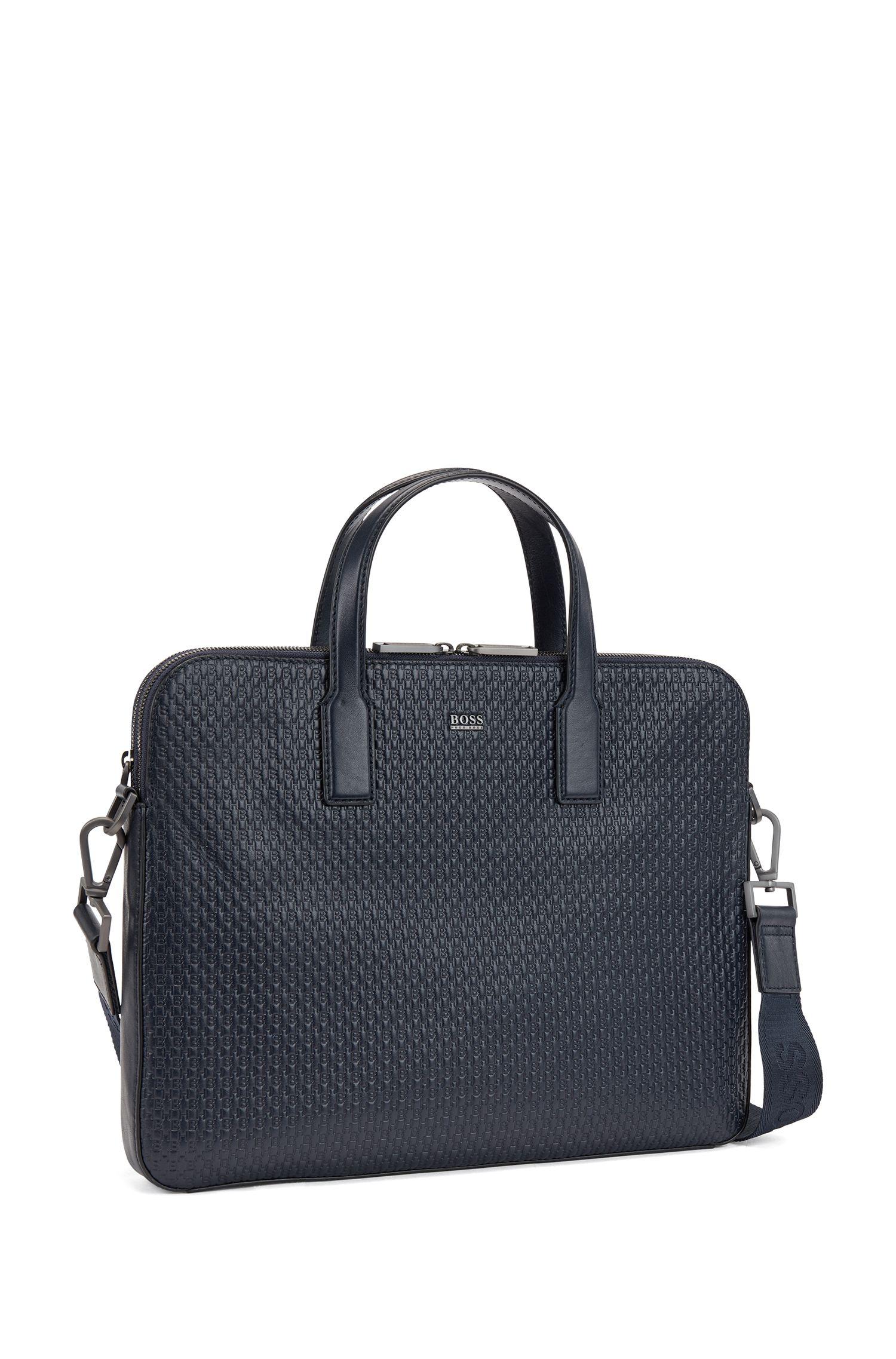 BOSS by Hugo Boss Document Case In Monogram Printed Italian Leather in